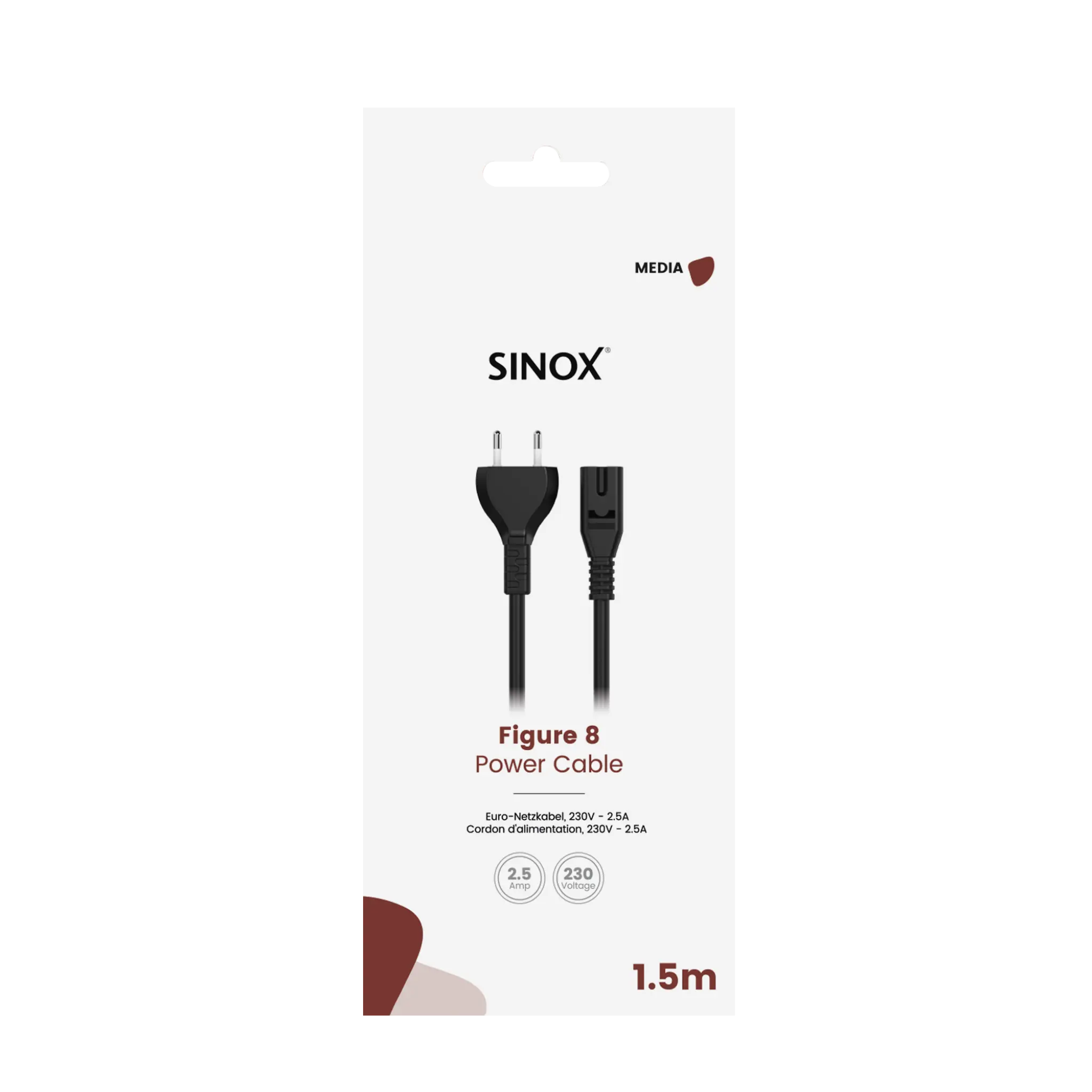 Sinox 8-figure Cable. 1.5m. Black