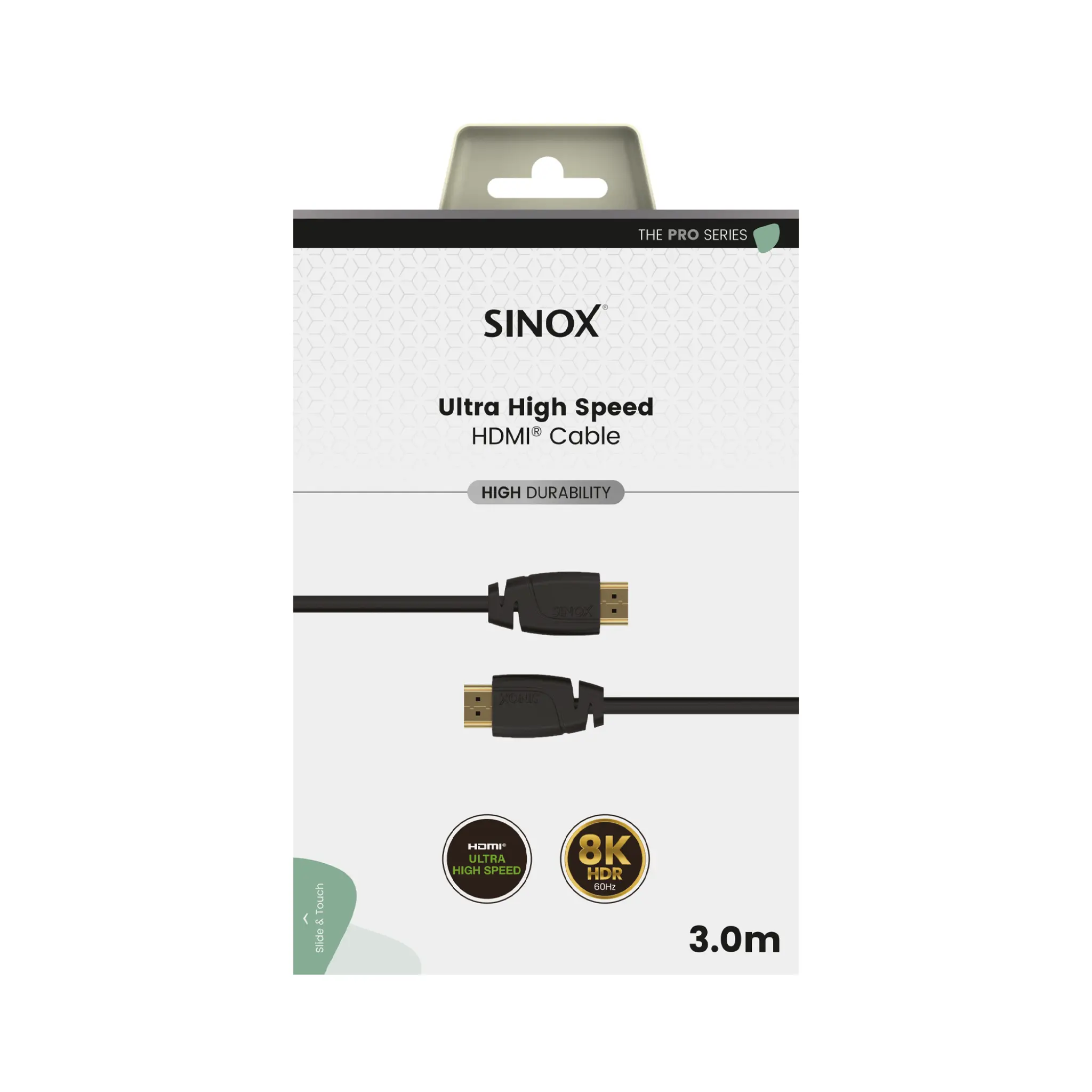 Sinox PRO HDMI™ kabel 8K60HZ+E. 3m. Sort