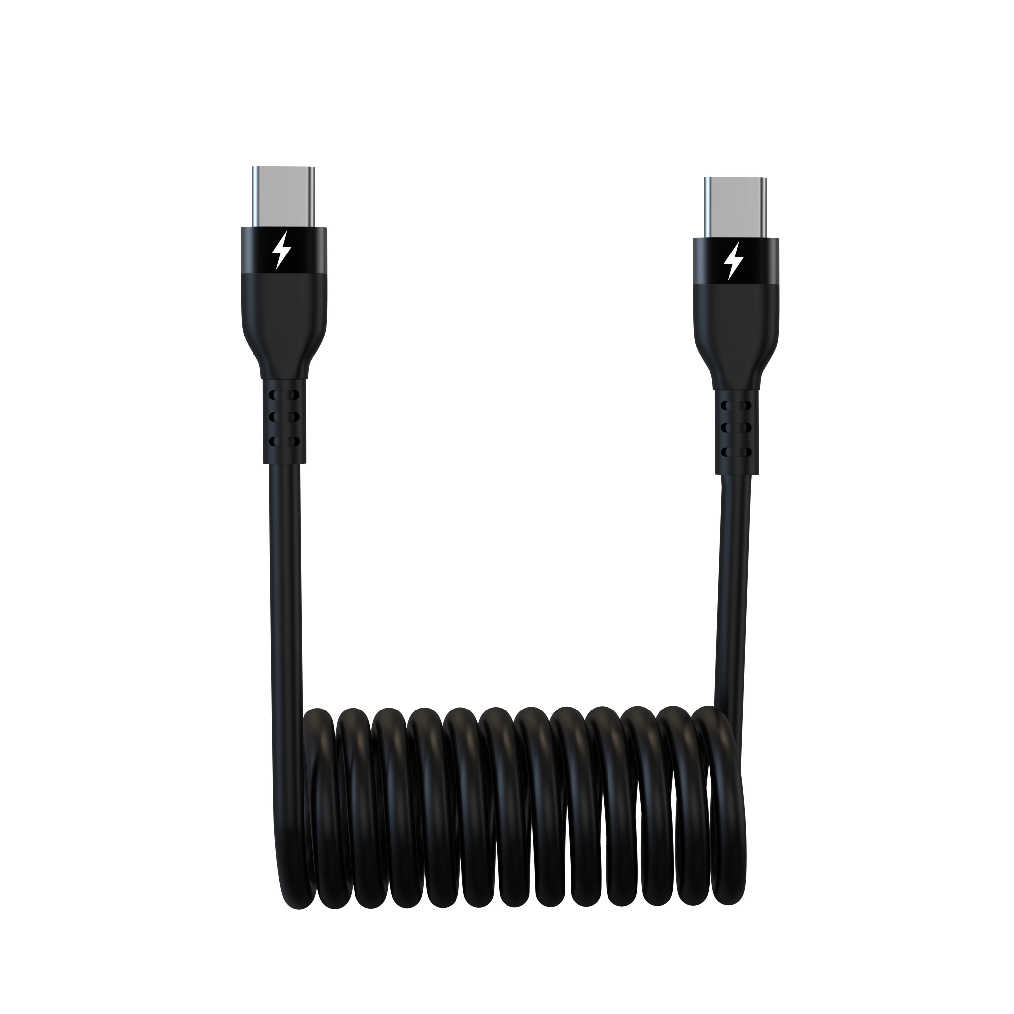 Sinox USB C Spiral Cable. 1m. Black