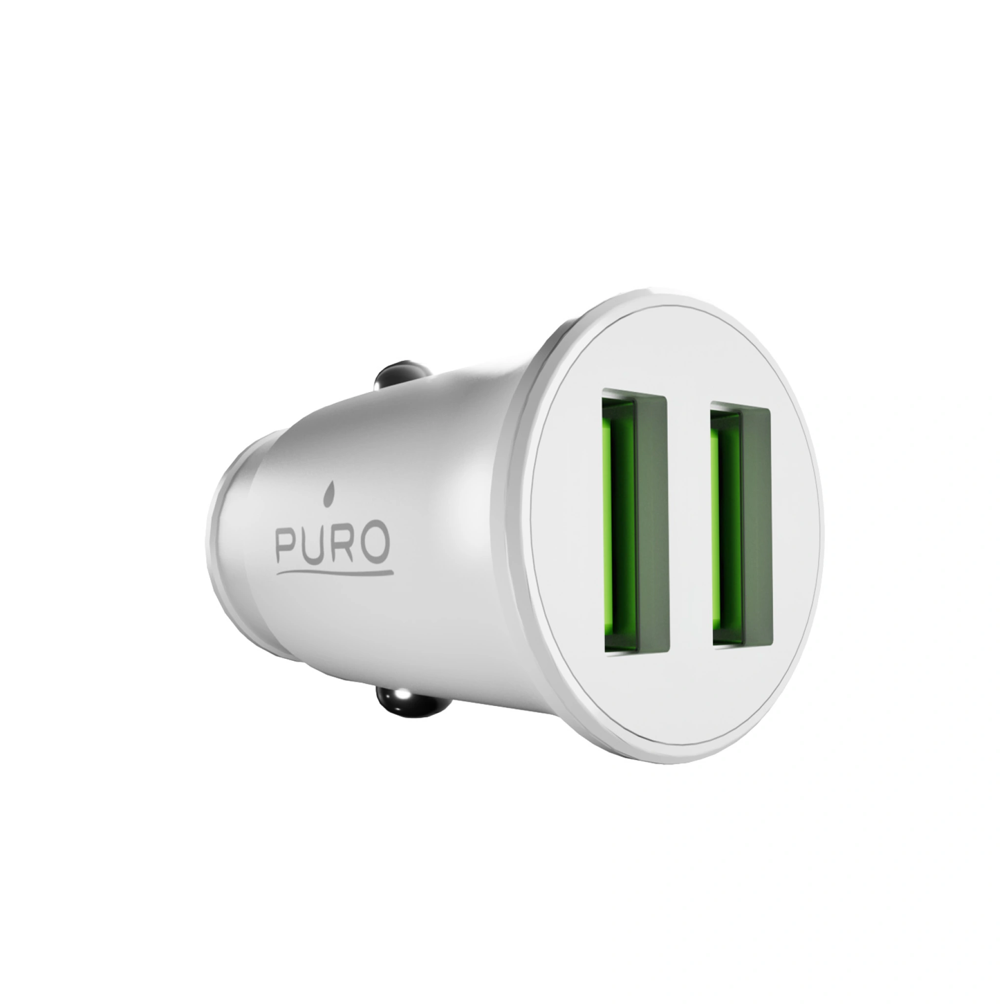 PURO Pro Lite car charger with 2 USB-A ports. White
