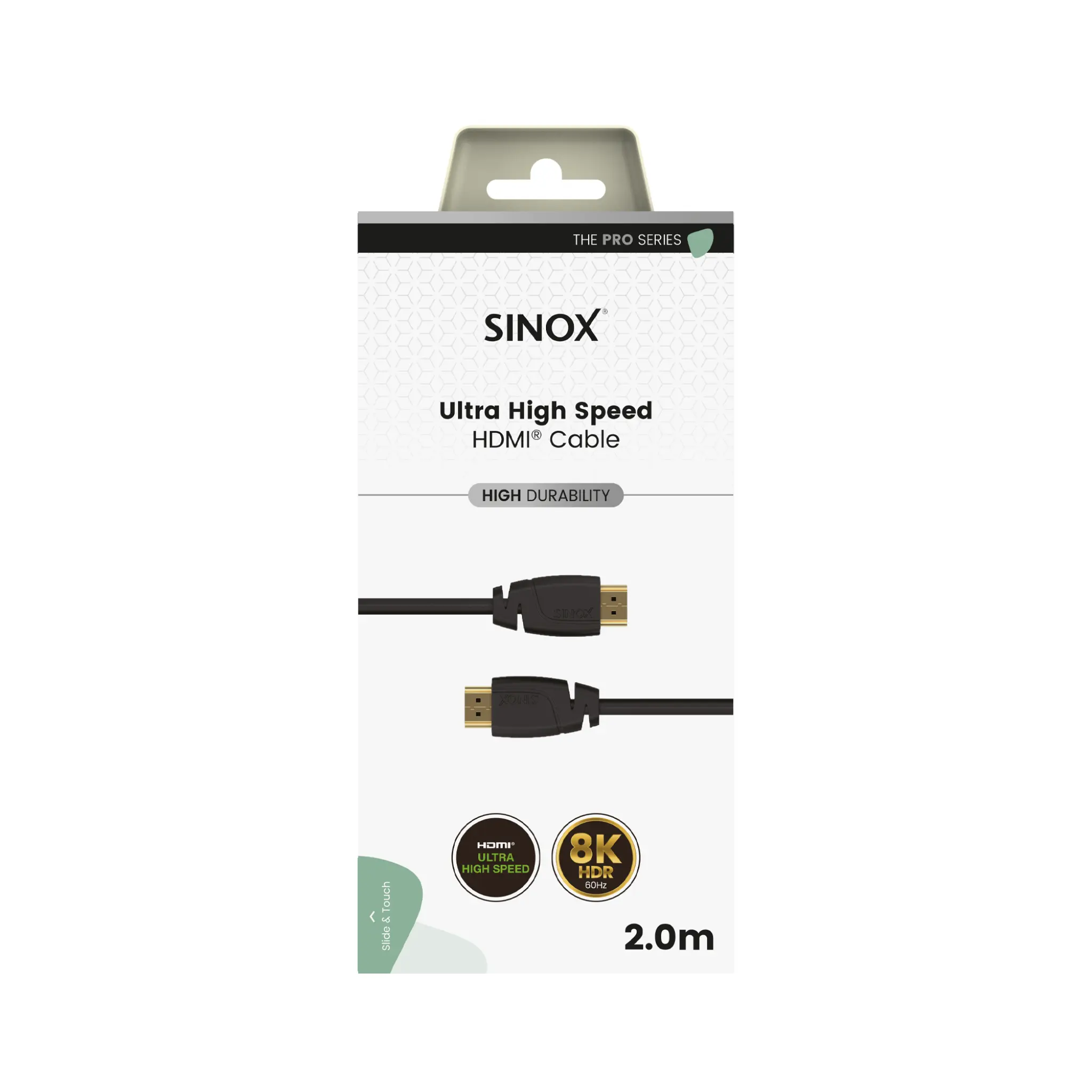 Sinox PRO HDMI™ kabel 8K60HZ+E. 2m. Sort