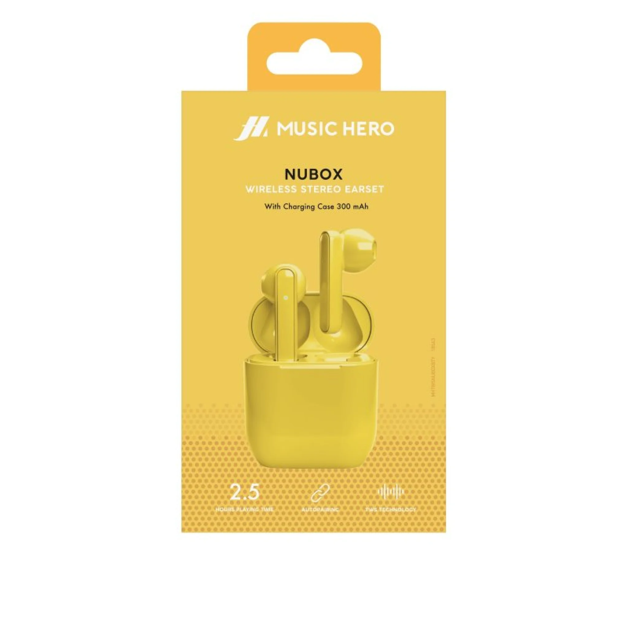 Nubox True Wireless Stereo headphones. Yellow