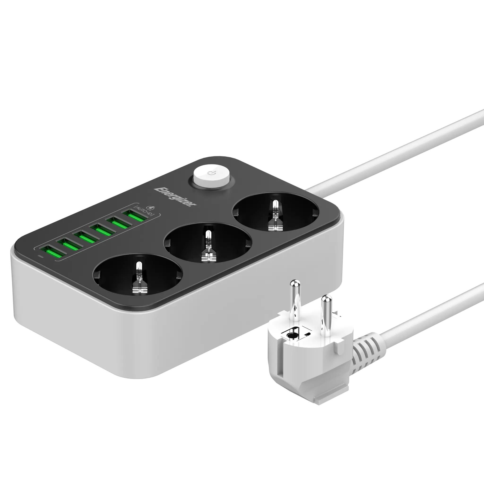 Energizer Power Strip with Surge Protection. White/Black