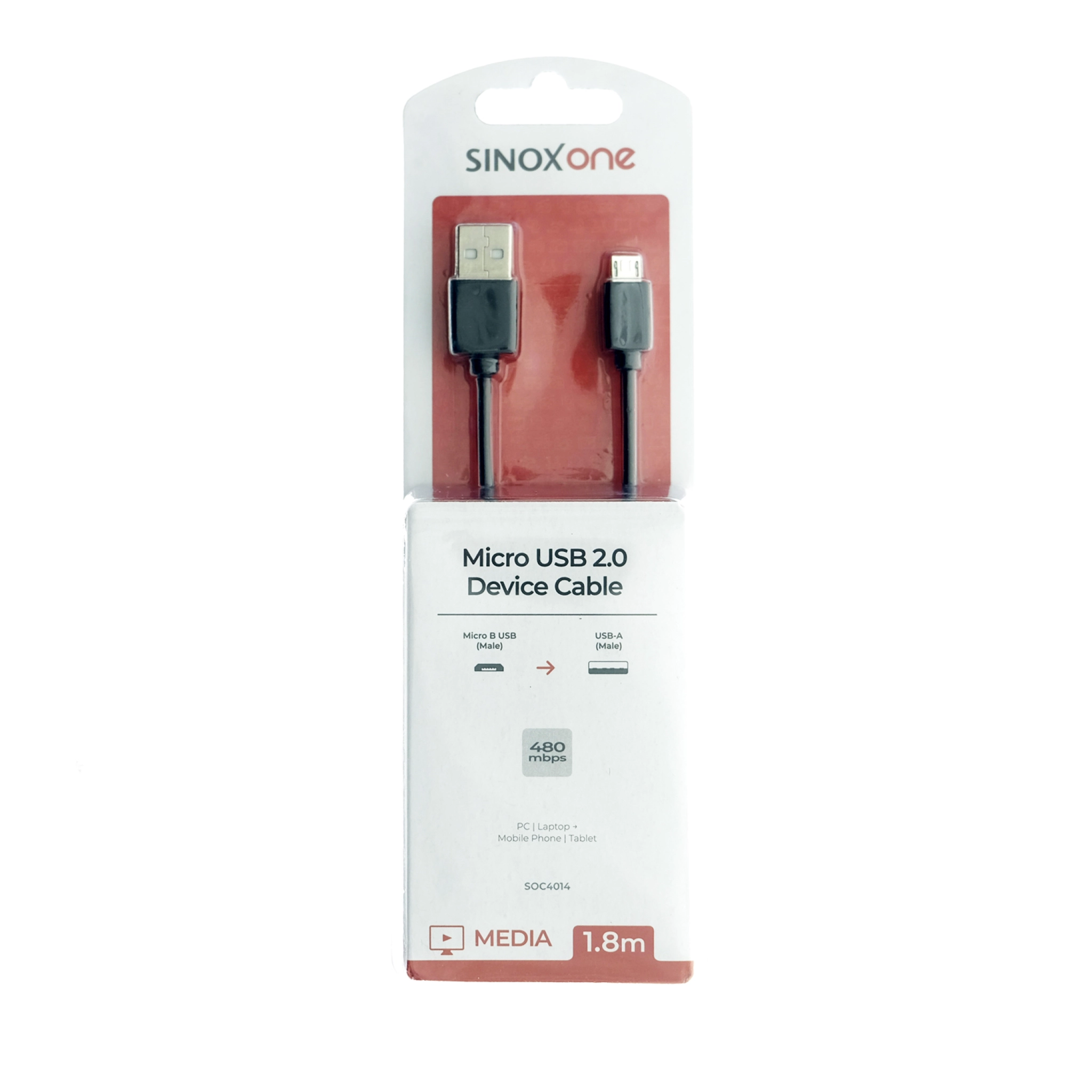 Sinox One USB A - Micro USB. 1.8m. Black