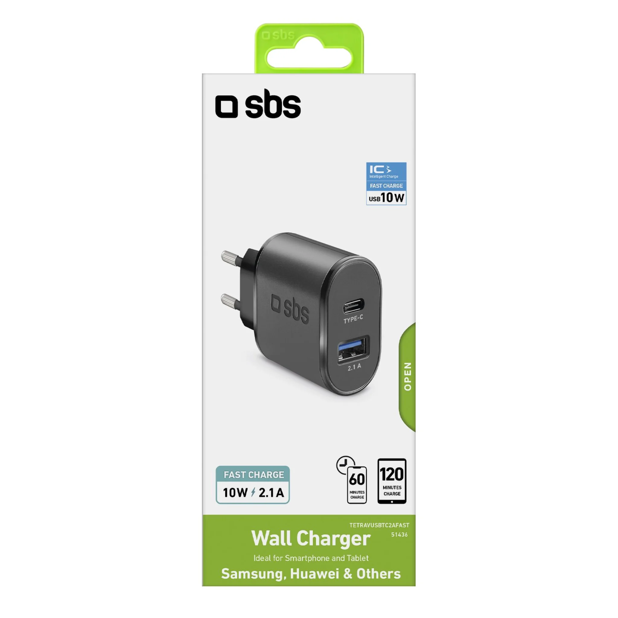 SBS 10W Charger. 2.1A. Black