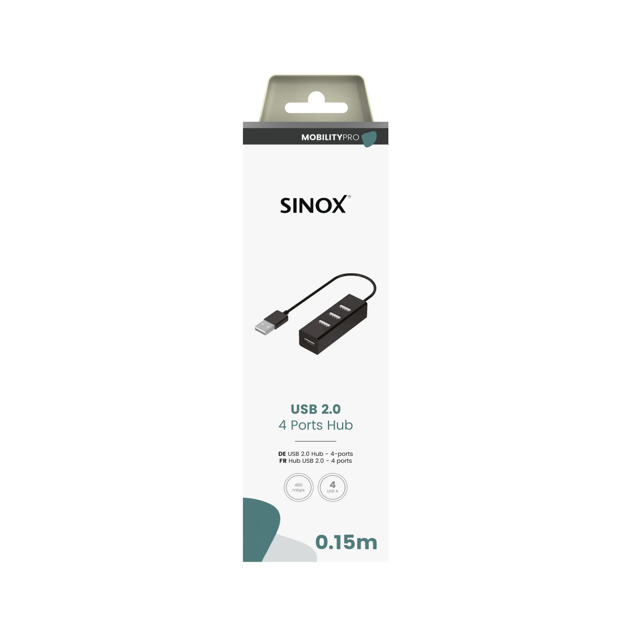 Sinox PRO USB 2.0 4-port. 0.15m. Black