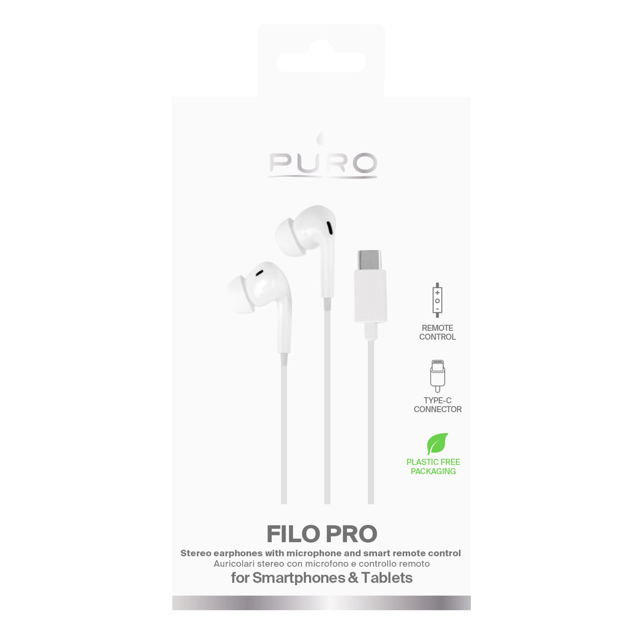 PURO Stereo Earbuds "Filo Pro" with USB-C Connector