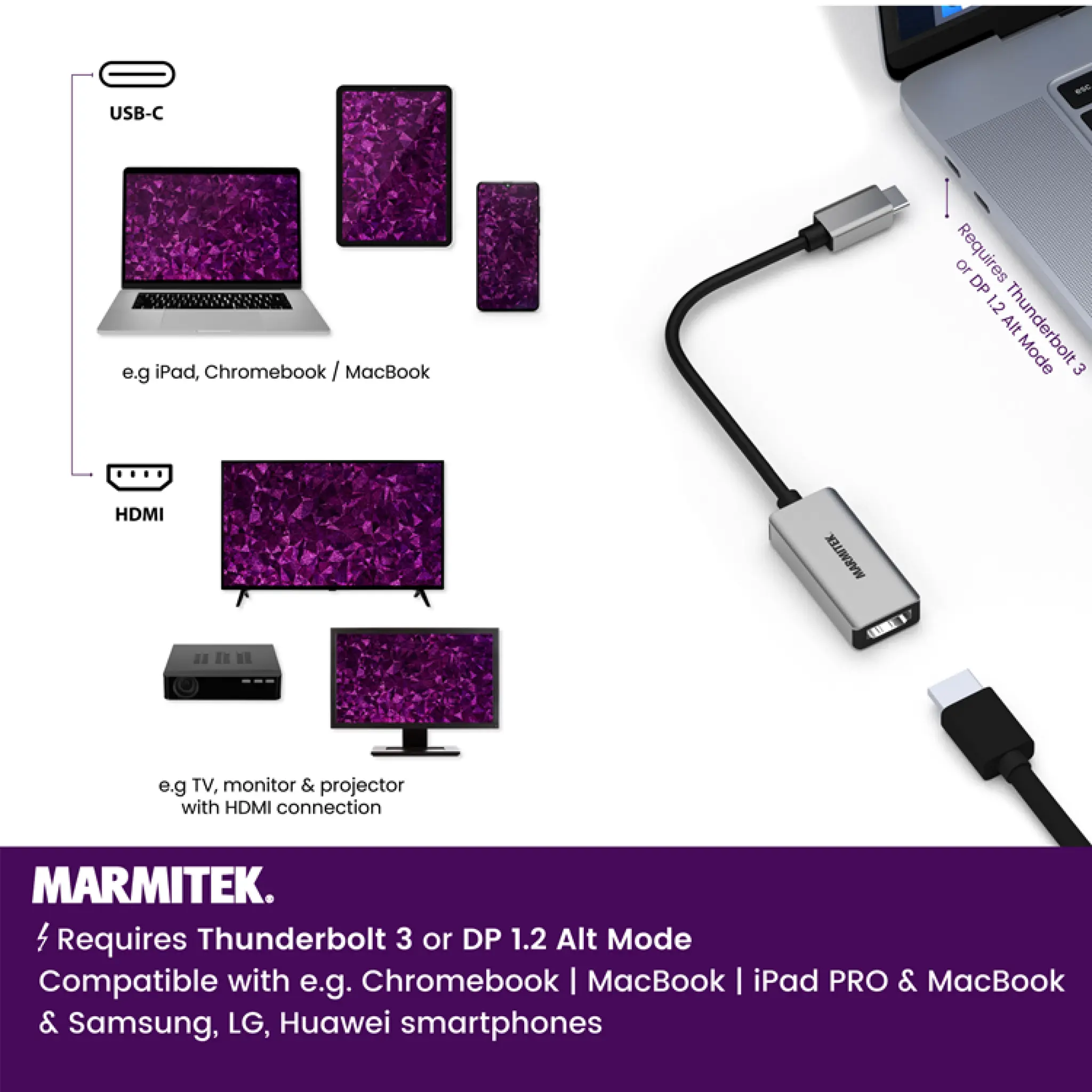 Marmitek USB-C to HDMI adapter. 0.15m