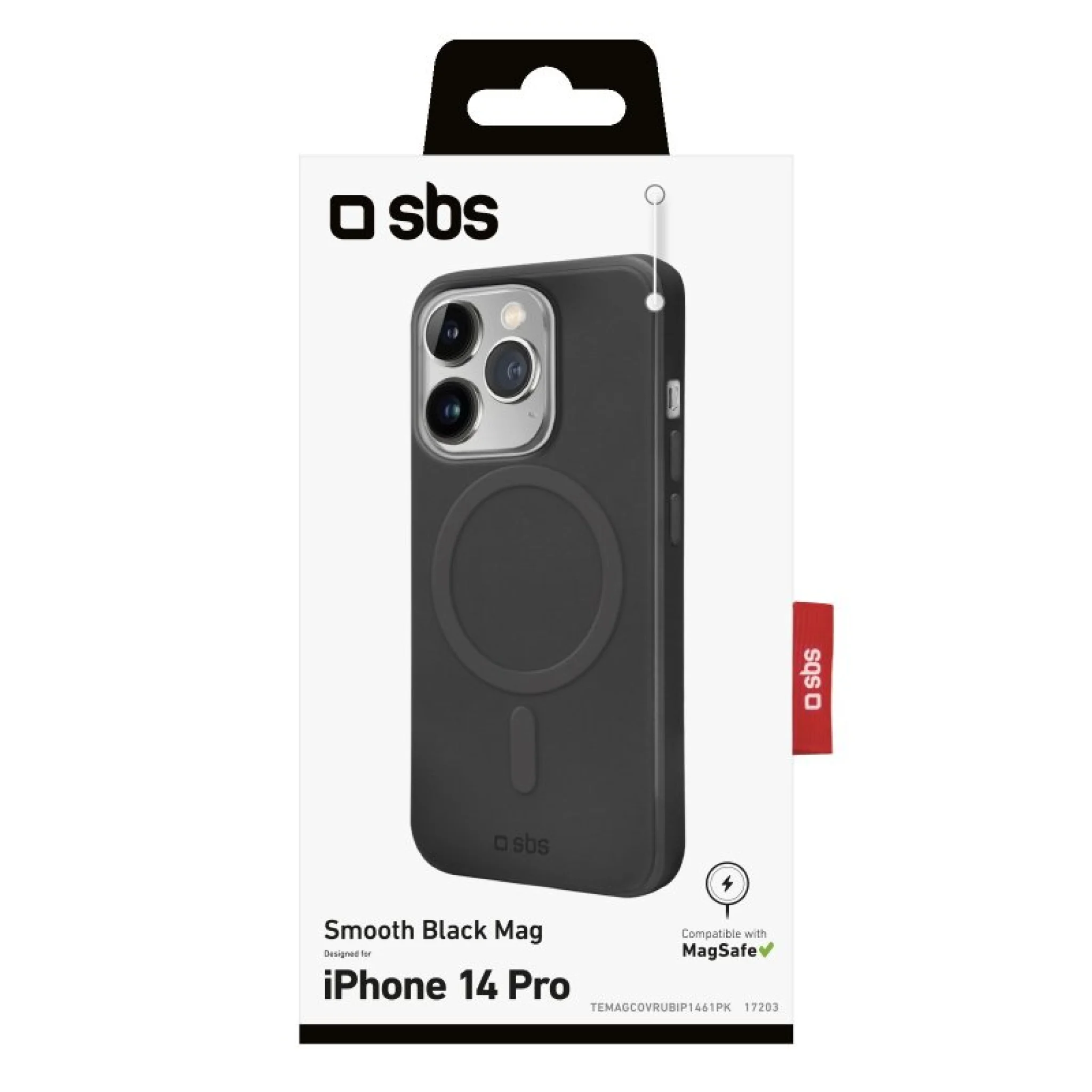 SBS Novelty MagSafe® kompatibelt cover til iPhone 14 Pro® med magnetisk opladning. Sort