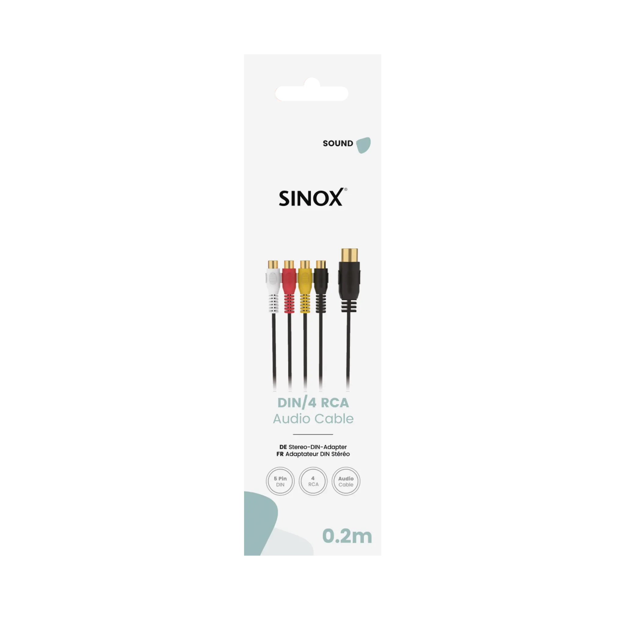 Sinox 5-pin DIN to Phono Cable. 0.2m. Black