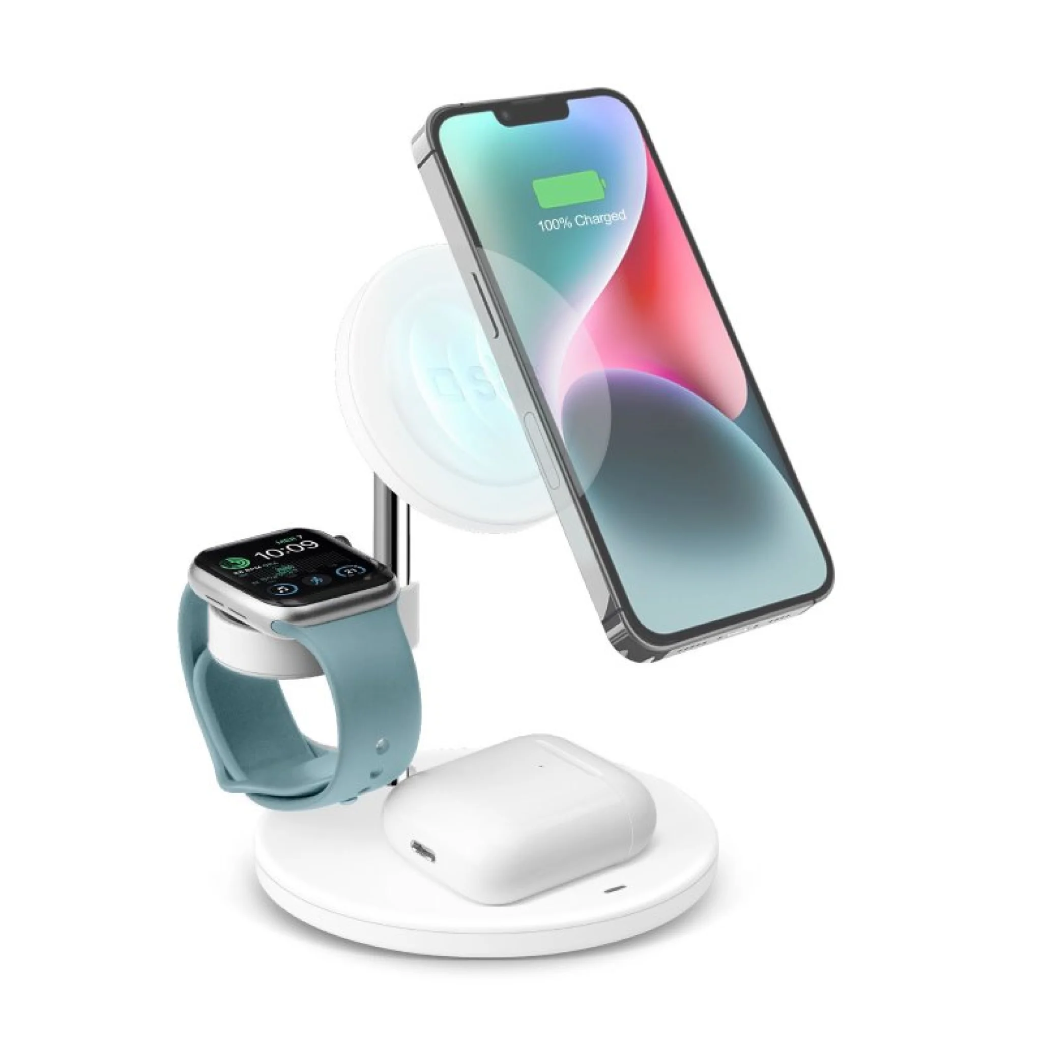 SBS 3-in-1 vertical wireless charging station. White