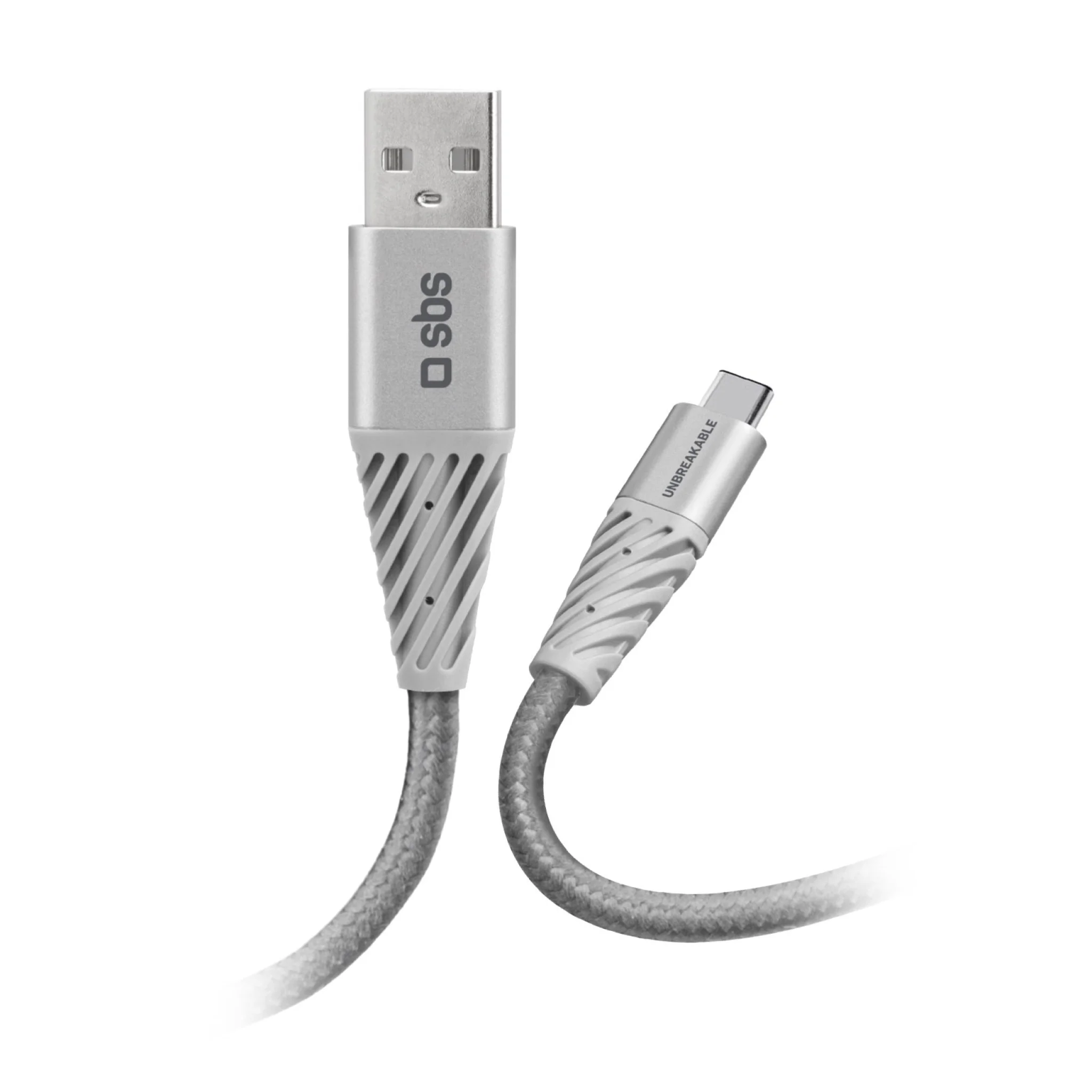 SBS Ultra-Durable Aramid Fibre USB - USB C Cable. Grey