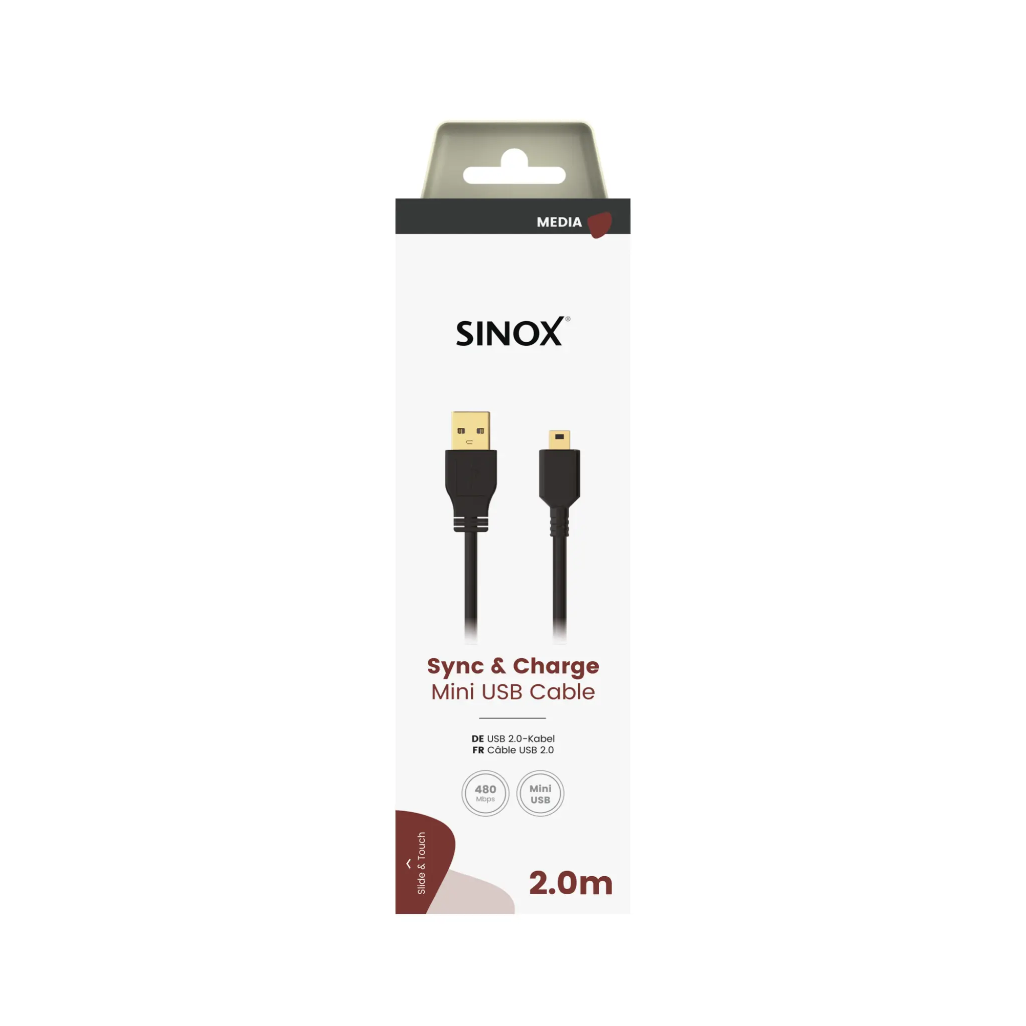 Sinox USB A - Mini USB. 2m. Black