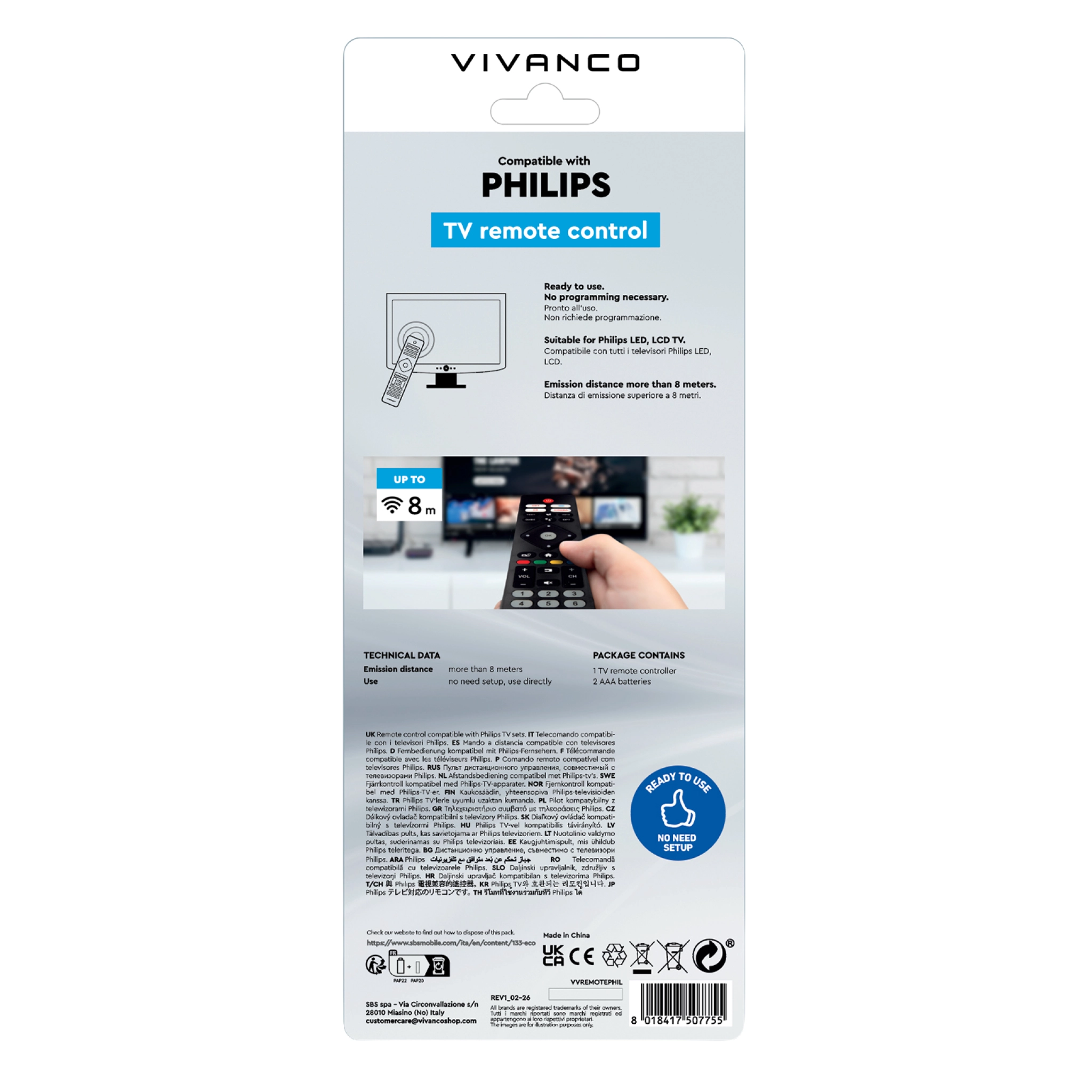 Vivanco Philips TV-fjernbetjening