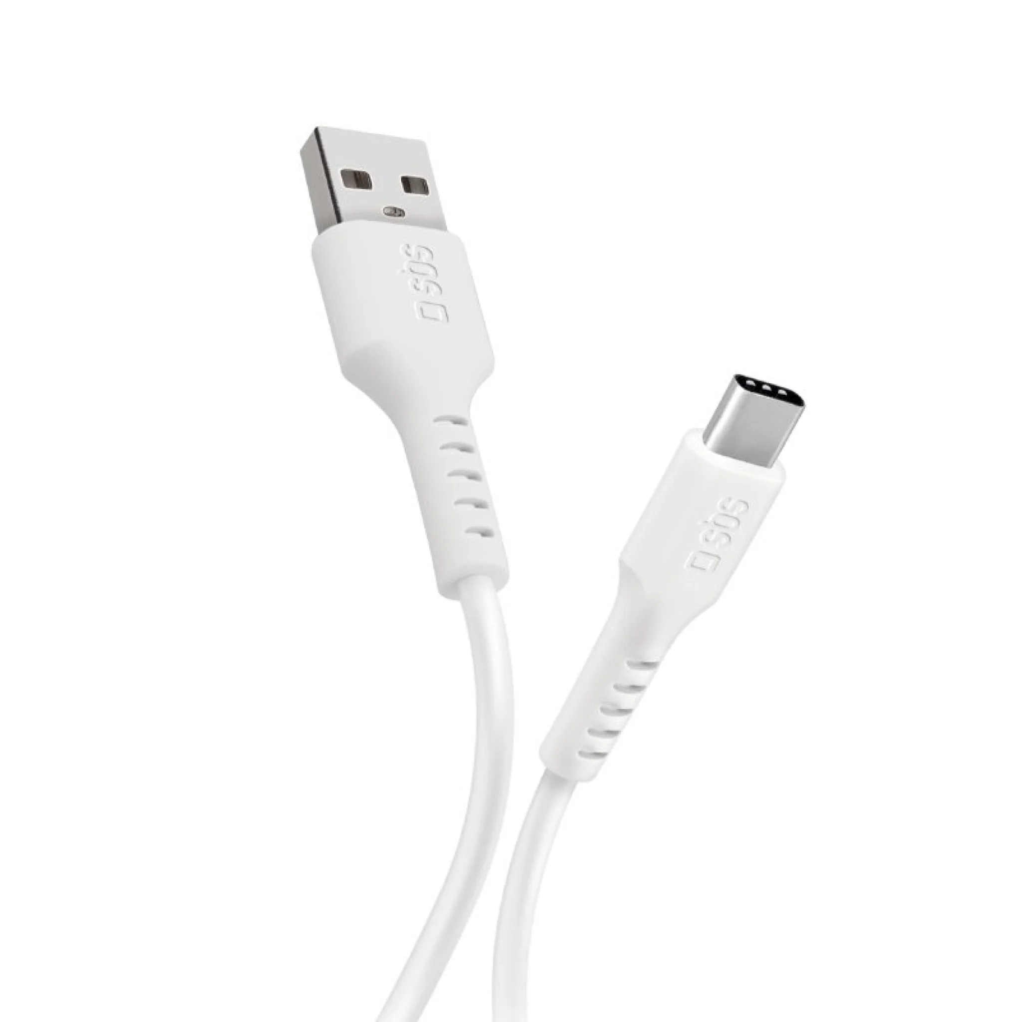 SBS 1-metre USB-A to USB-C data and charging cable. White