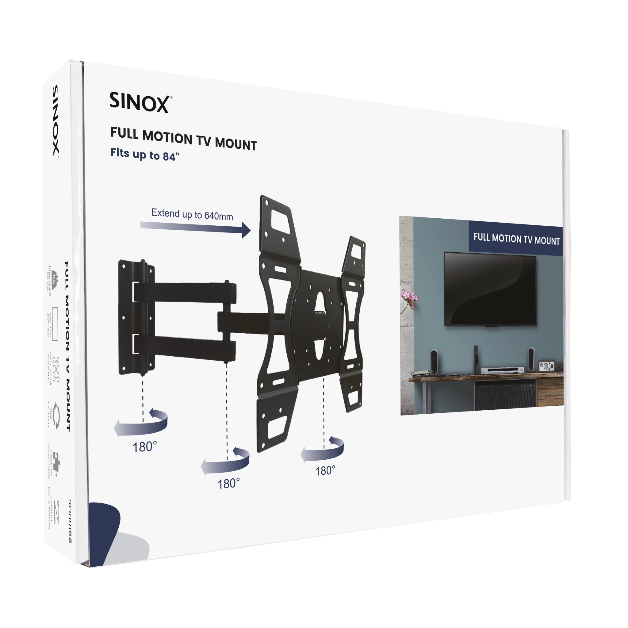 Sinox One TV Wall Mount. 40"-84". Black