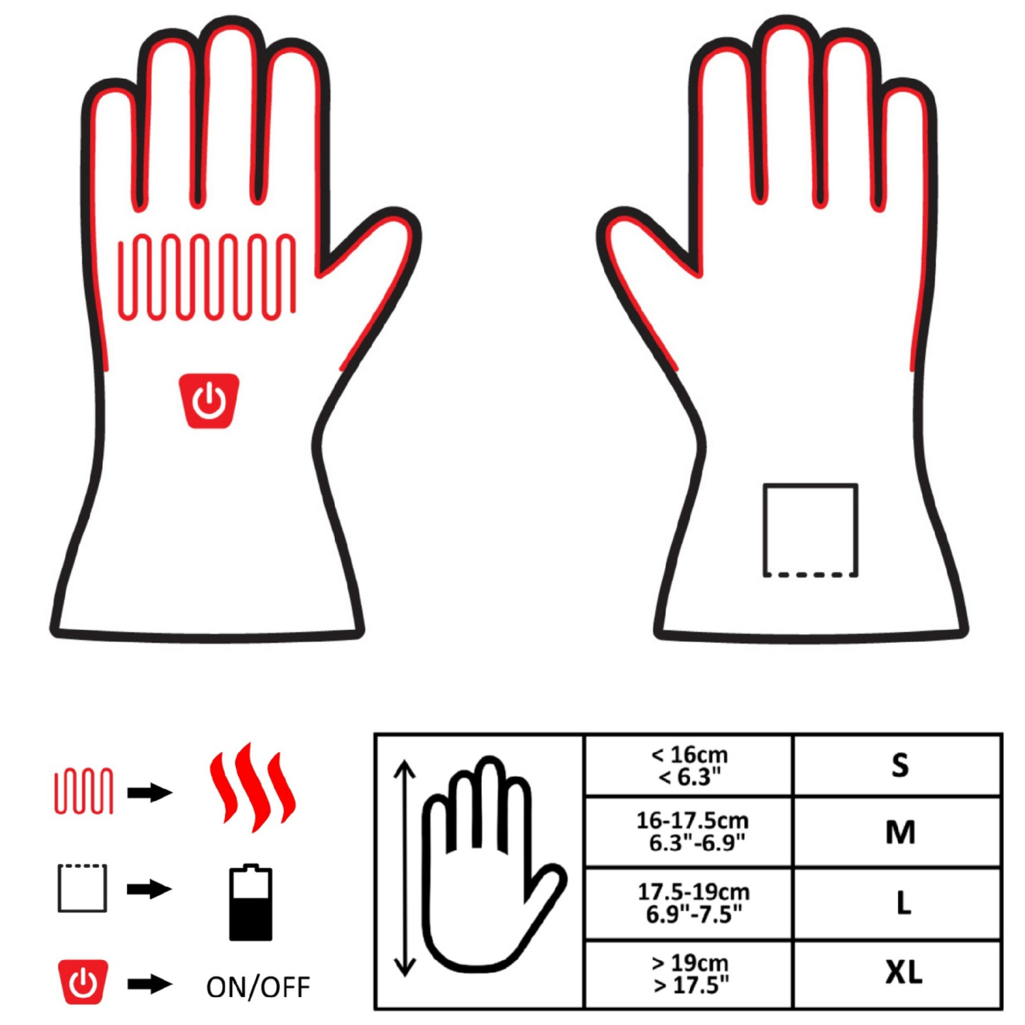 Glovii Heated Ski Gloves with touch M. Black Glovii Heated Ski Gloves with touch M. Black