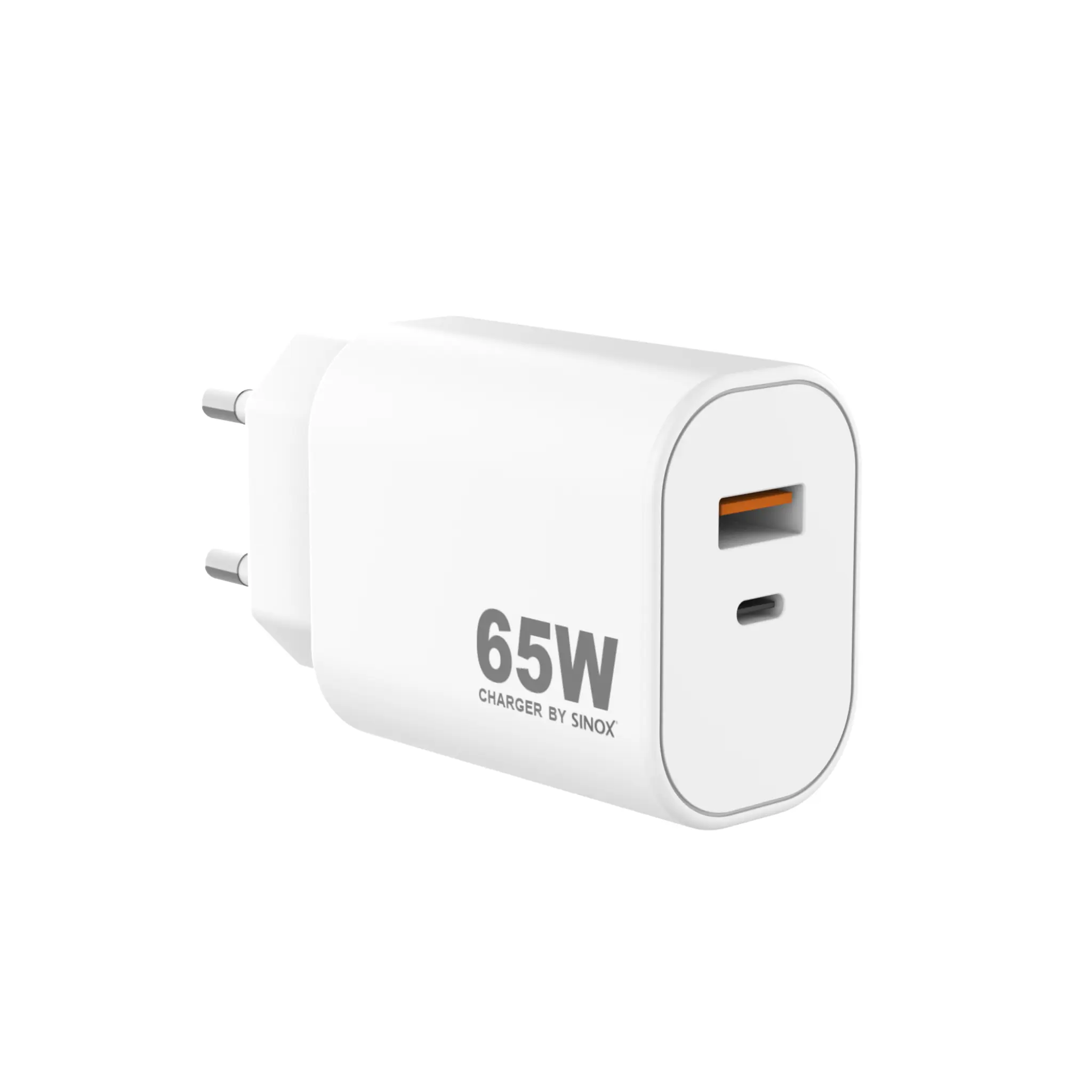 Sinox PRO Wall Charger USB-A+USB-C PD 65W. White