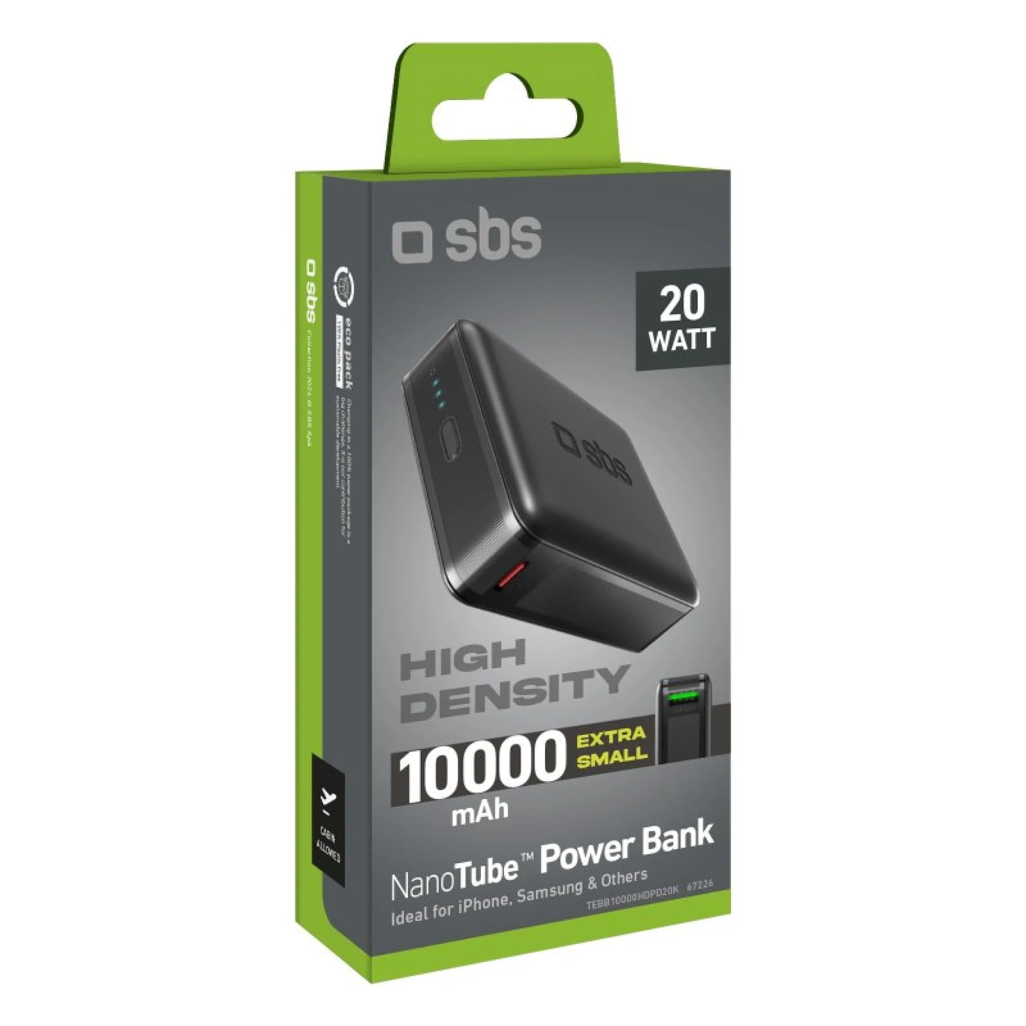 SBS 10,000 mAh PD powerbank. Black