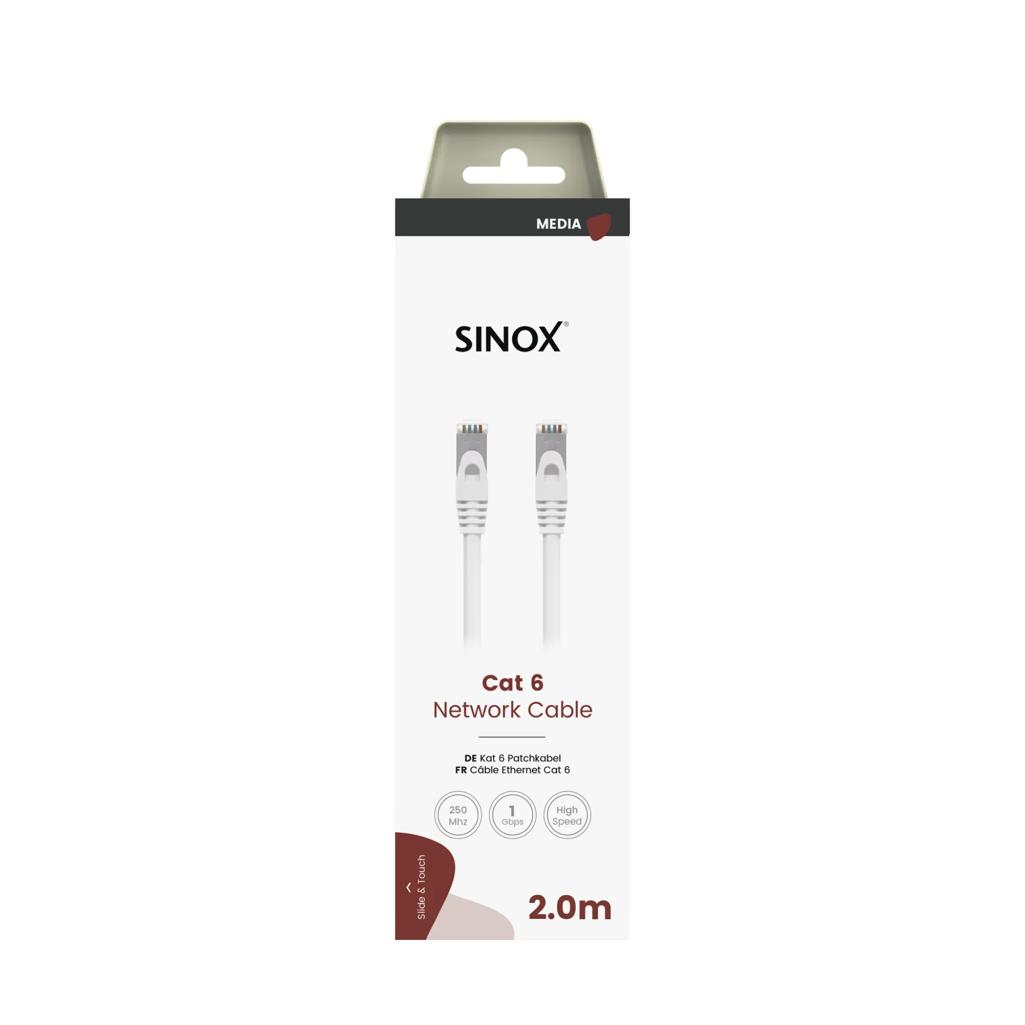 Sinox UTP Cat6e Network Cable. 2m. White