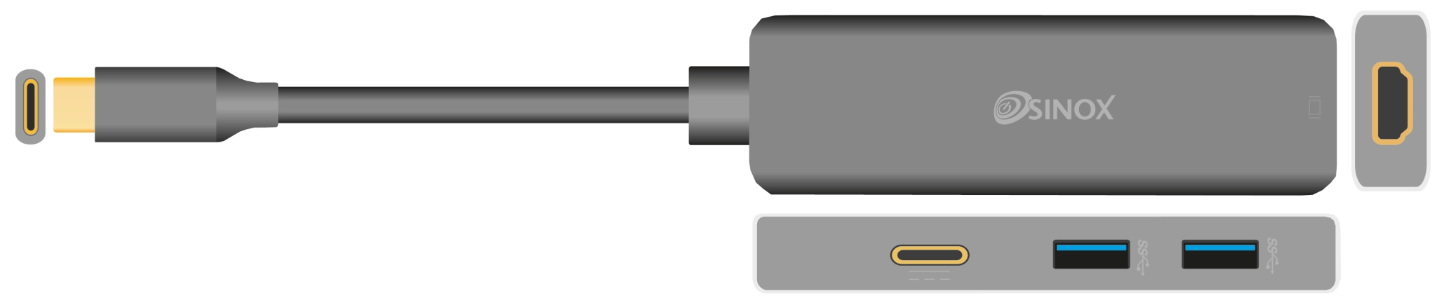 Sinox USB C Hub. Aluminum