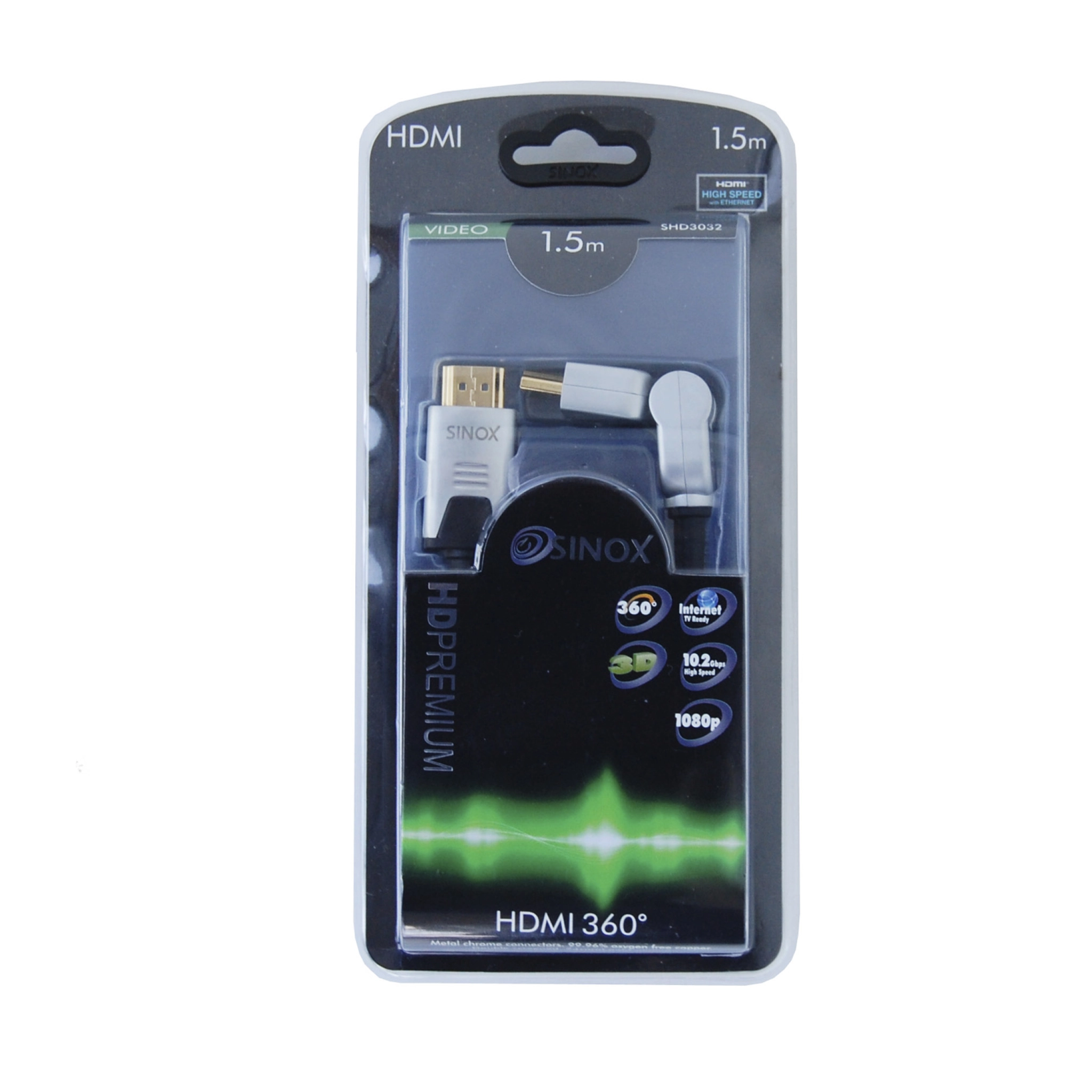 Sinox SHD HDMI™ Cable with Ethernet. 1.5m. Black