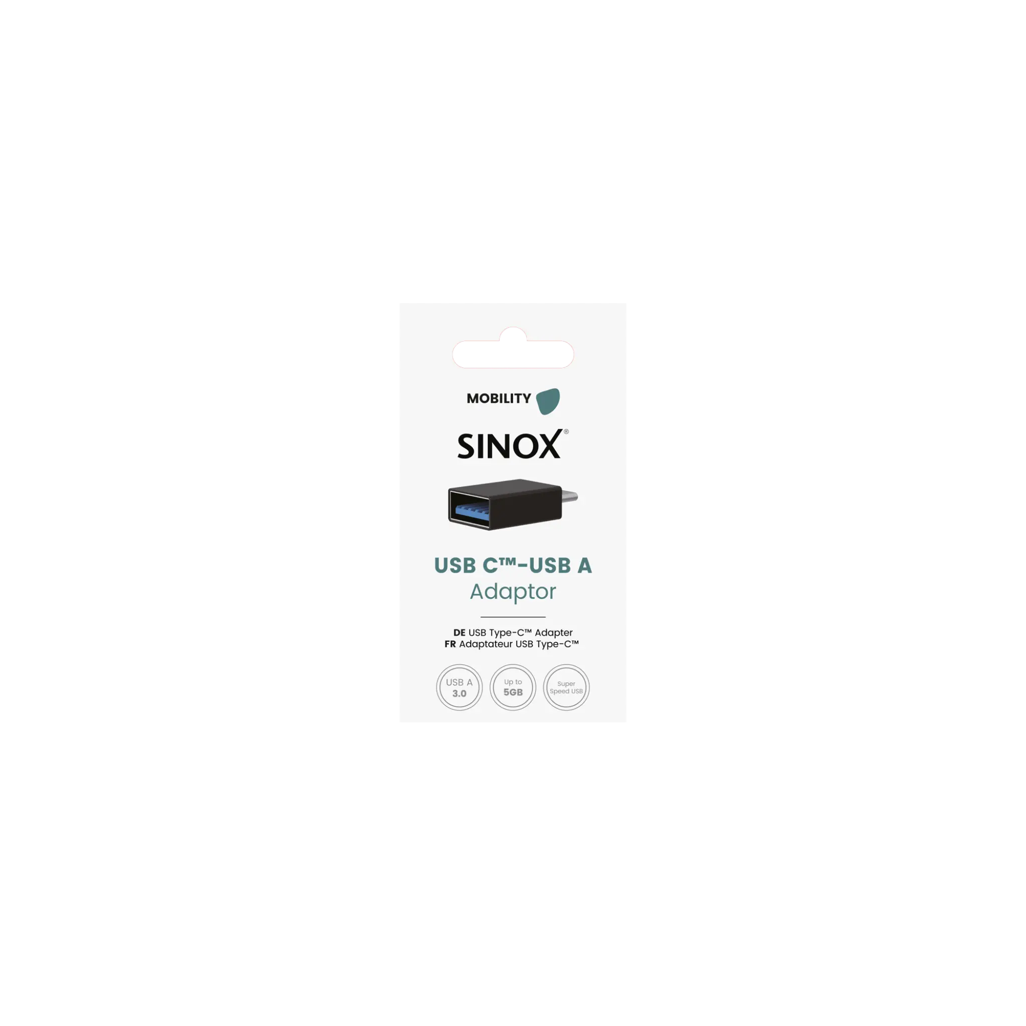 Sinox USB C - USB A Adaptor. Black