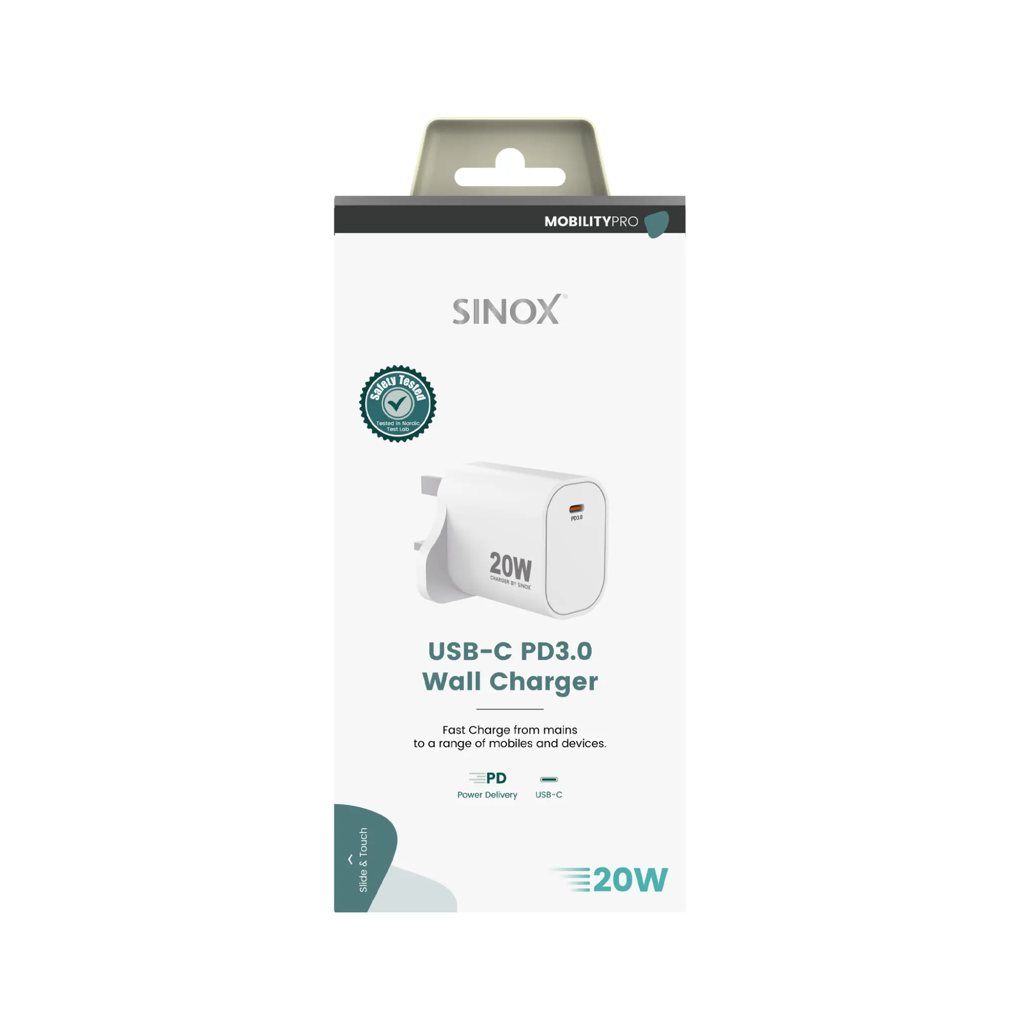 Sinox PRO Wall Charger USB-C PD 20W. White