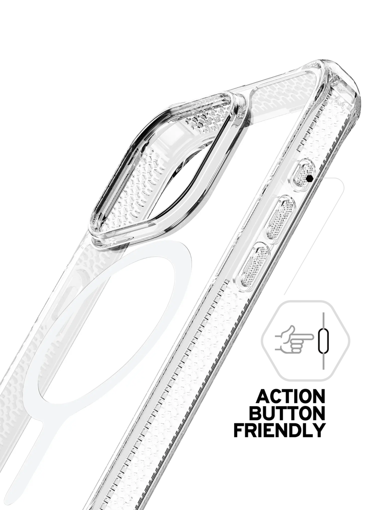 ITSKINS HYBRID MAGSAFE CLEAR cover til iPhone 15 Pro®. Gennemsigtig