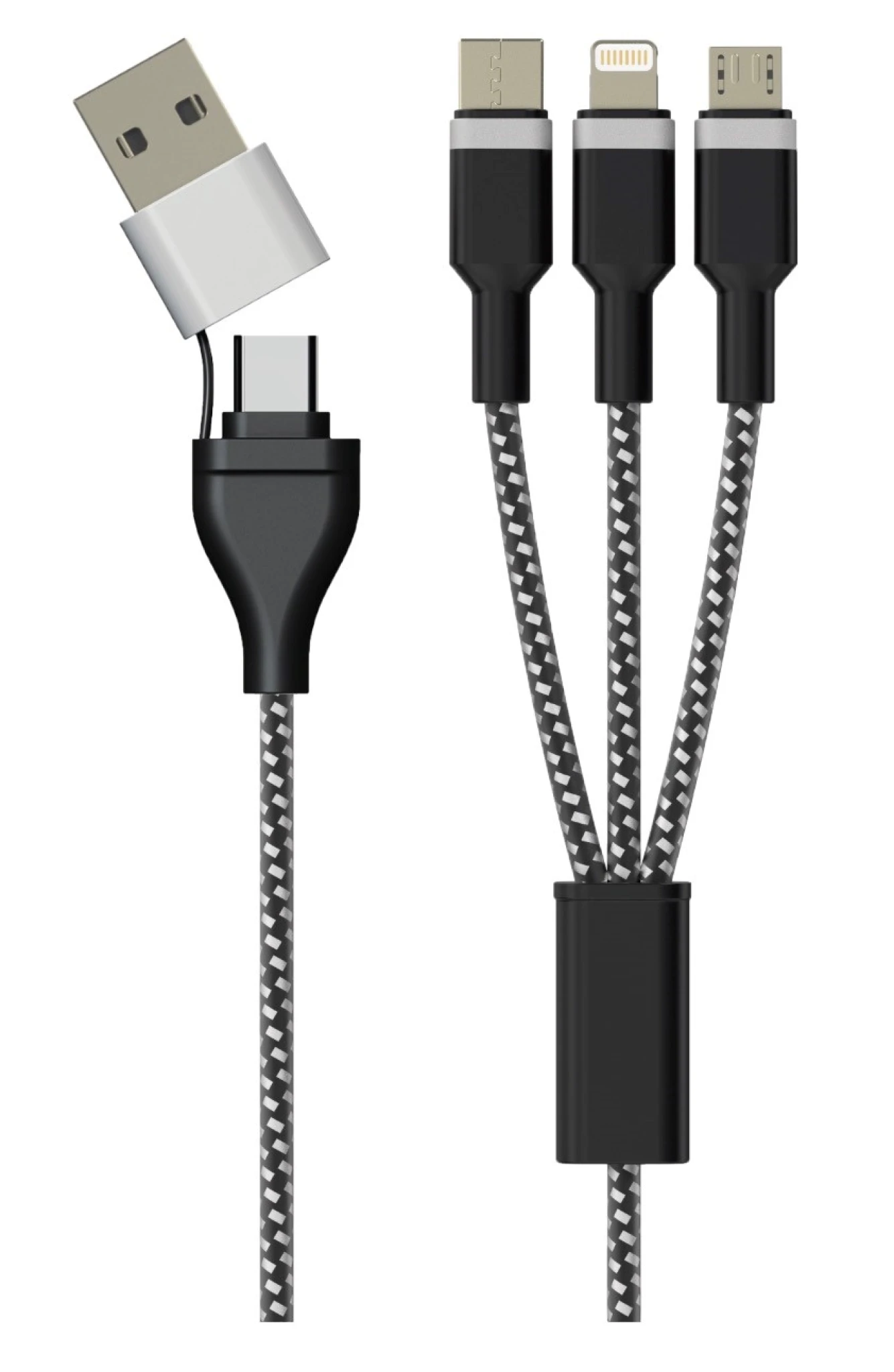 Sinox PRO X 6-in-1 Cable with Lightning, USB C and Micro USB. 1m. Braided