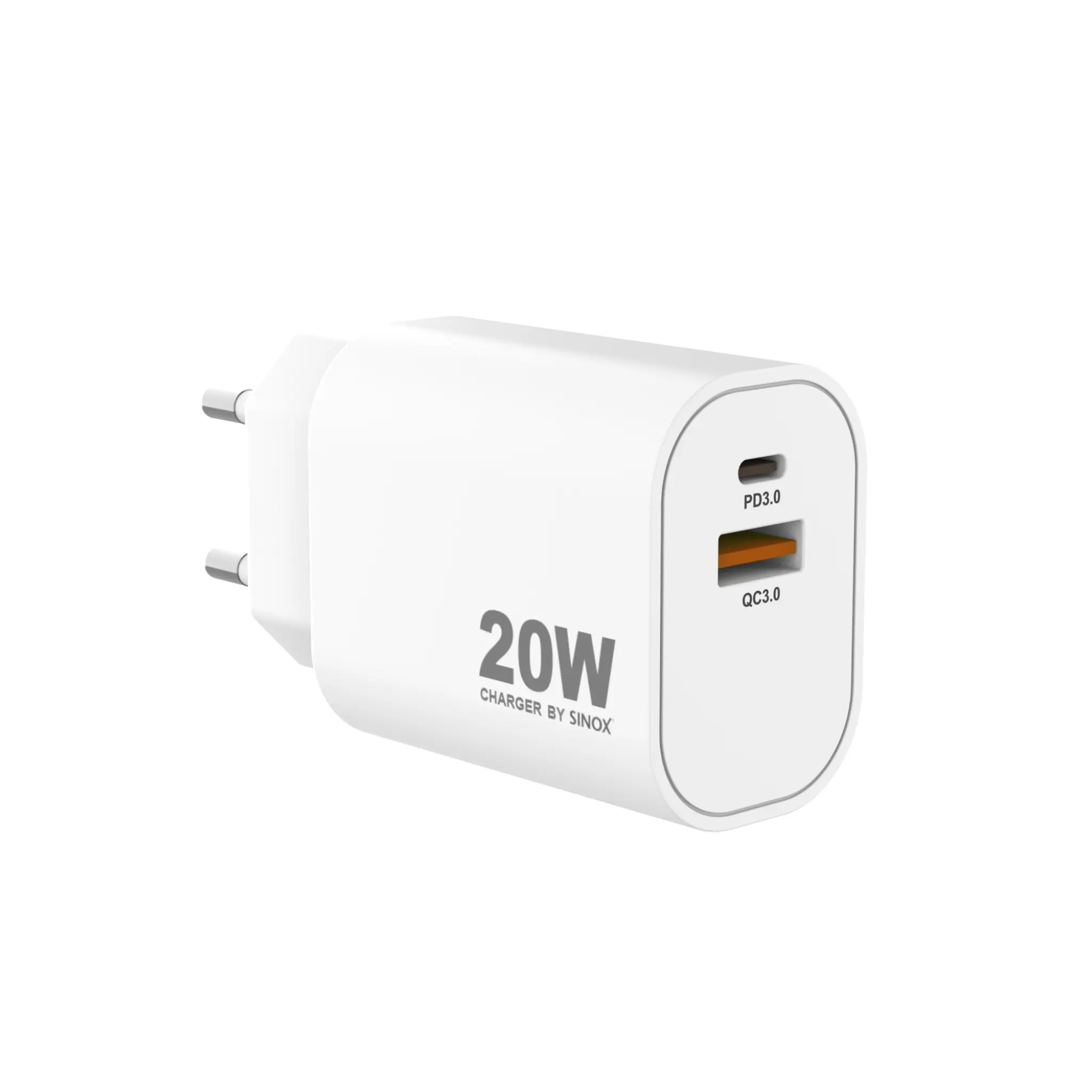 Sinox PRO Wall Charger USB-A+USB-C 20W. White