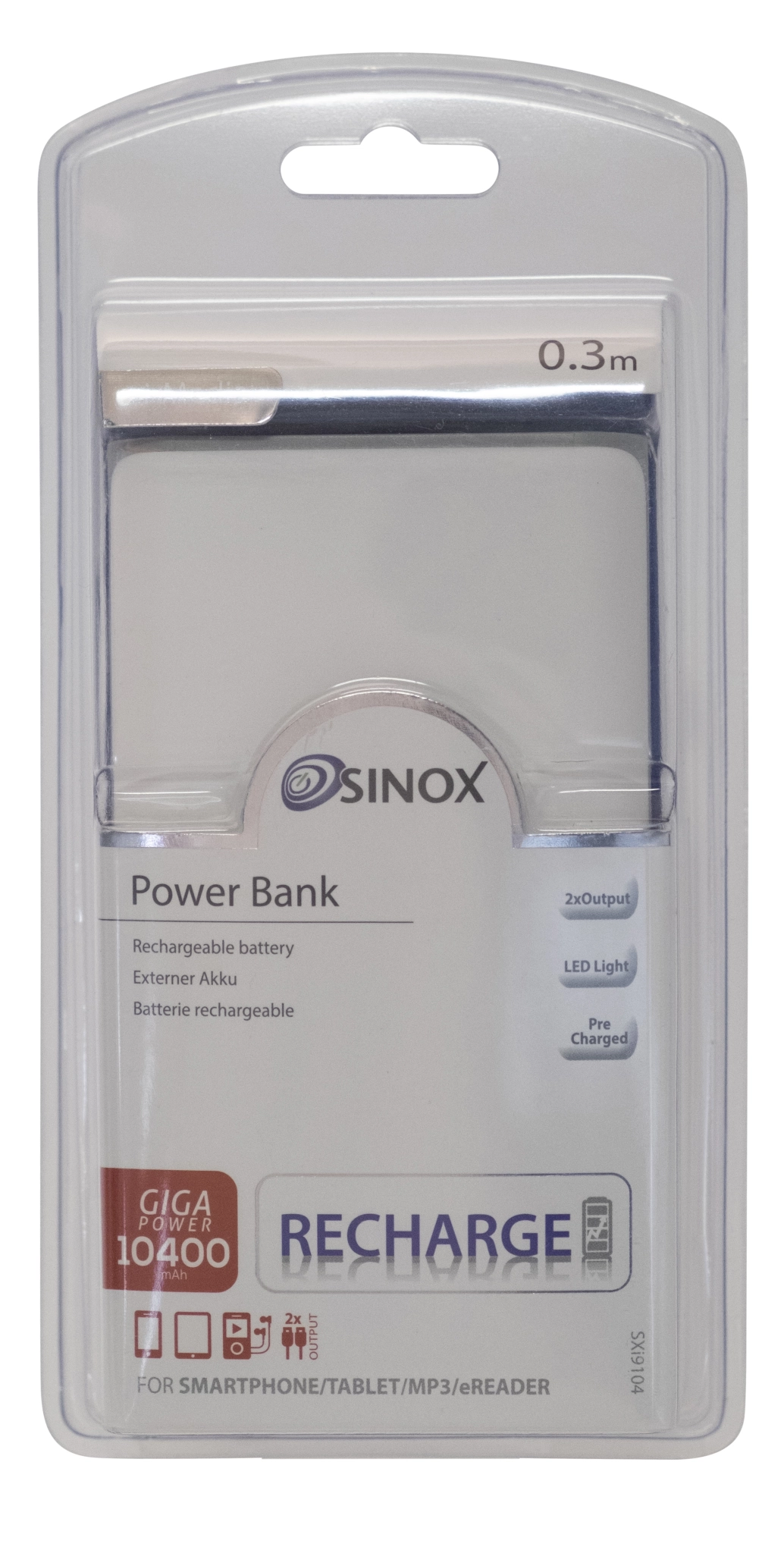 Sinox Power Bank 10400 mAh. White