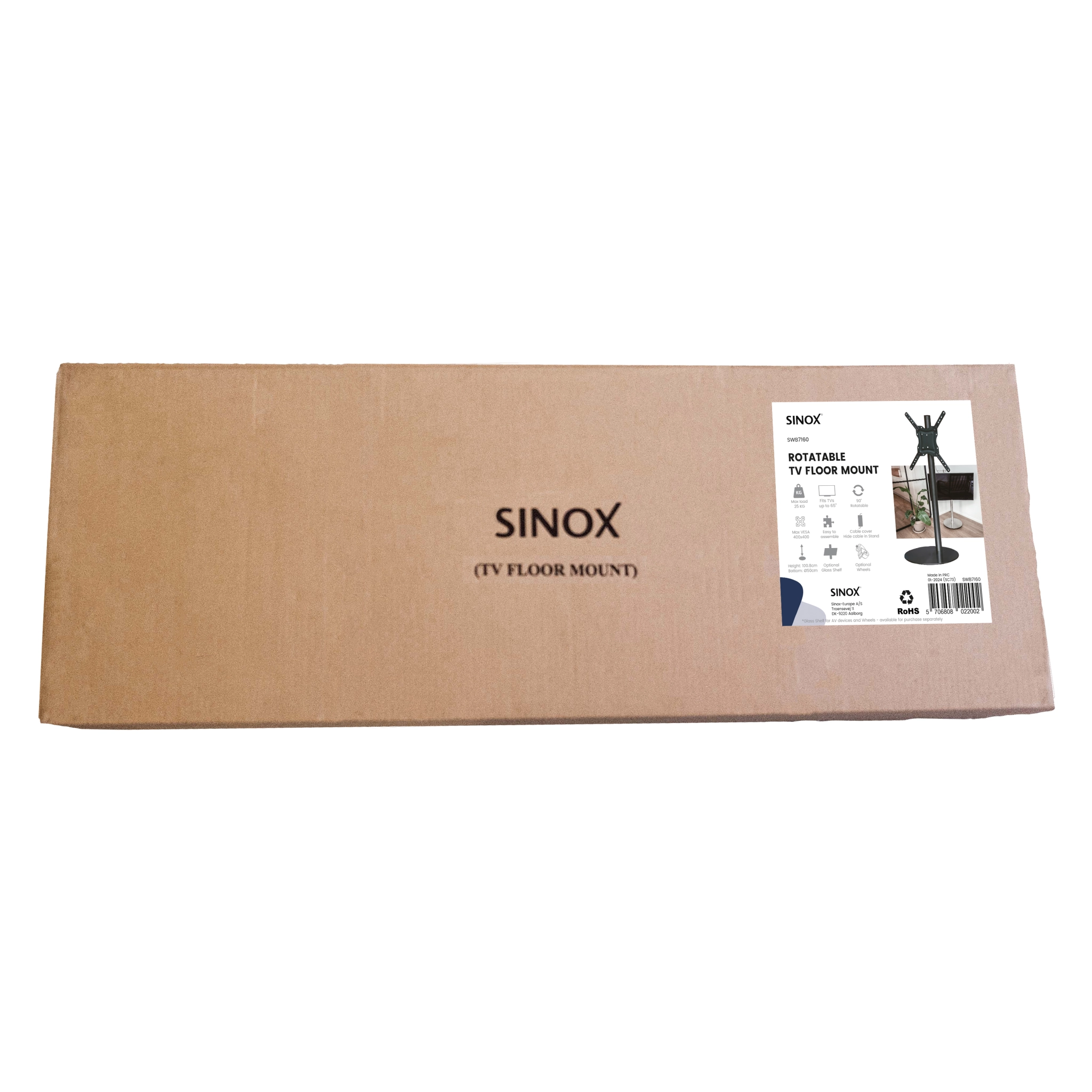 Sinox StandView TV Floor Mount with rotatable top. 26"-65". Matte black