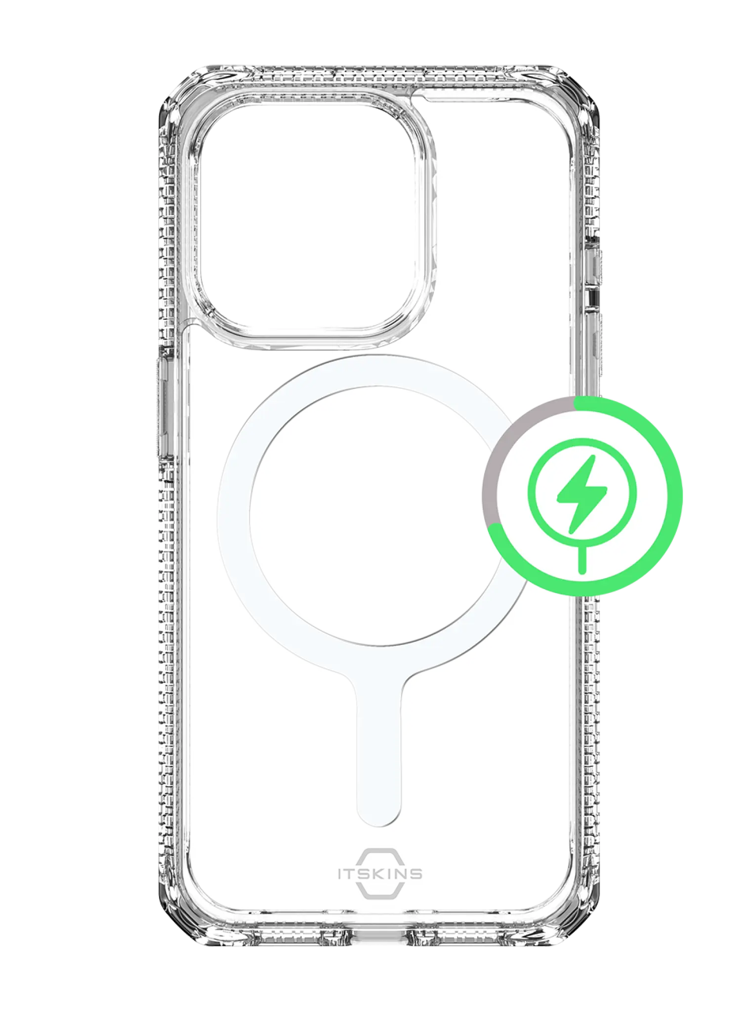 ITSKINS HYBRID MAGSAFE CLEAR cover til iPhone 15 Pro®. Gennemsigtig