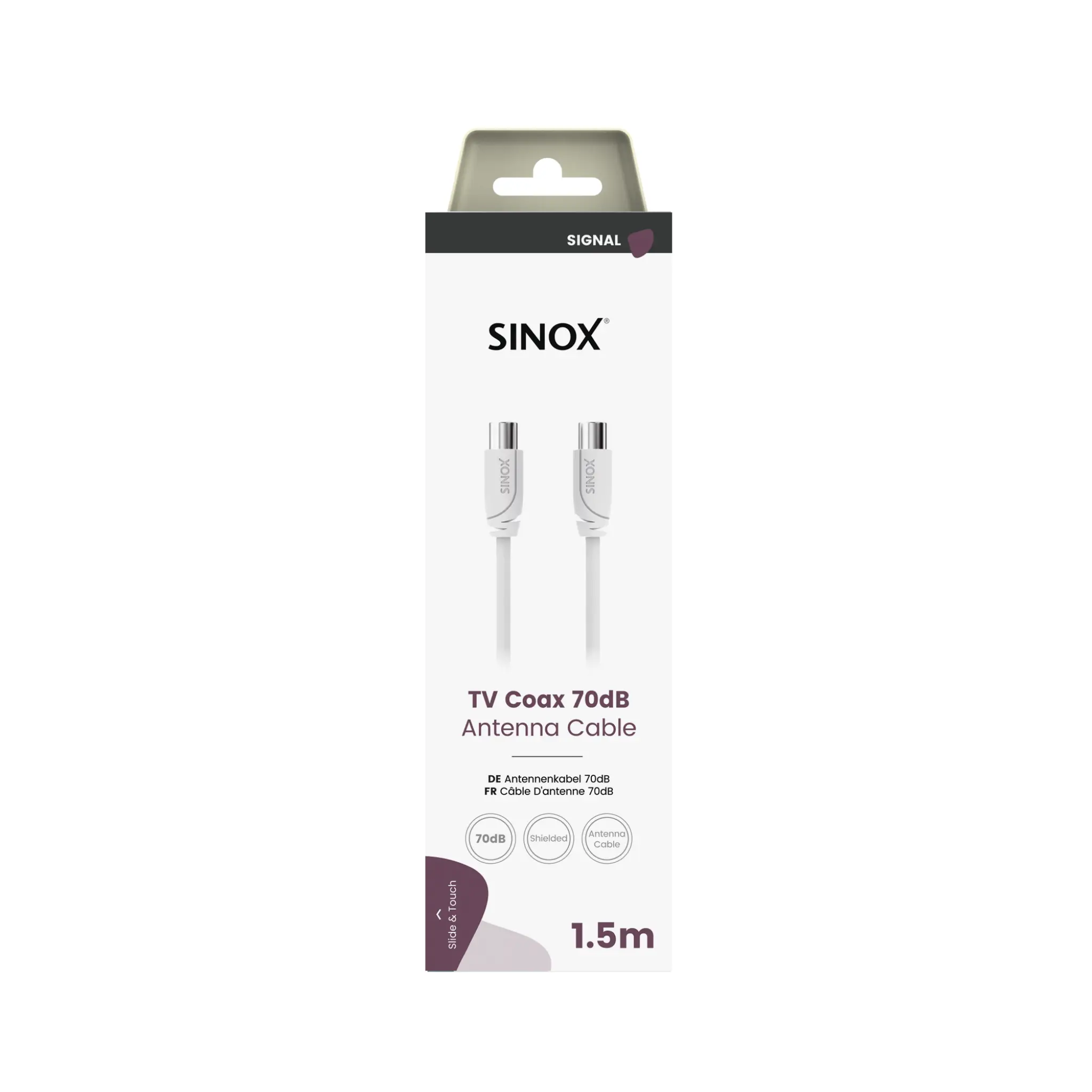 Sinox 70dB Antenna Cable. 1.5m. White