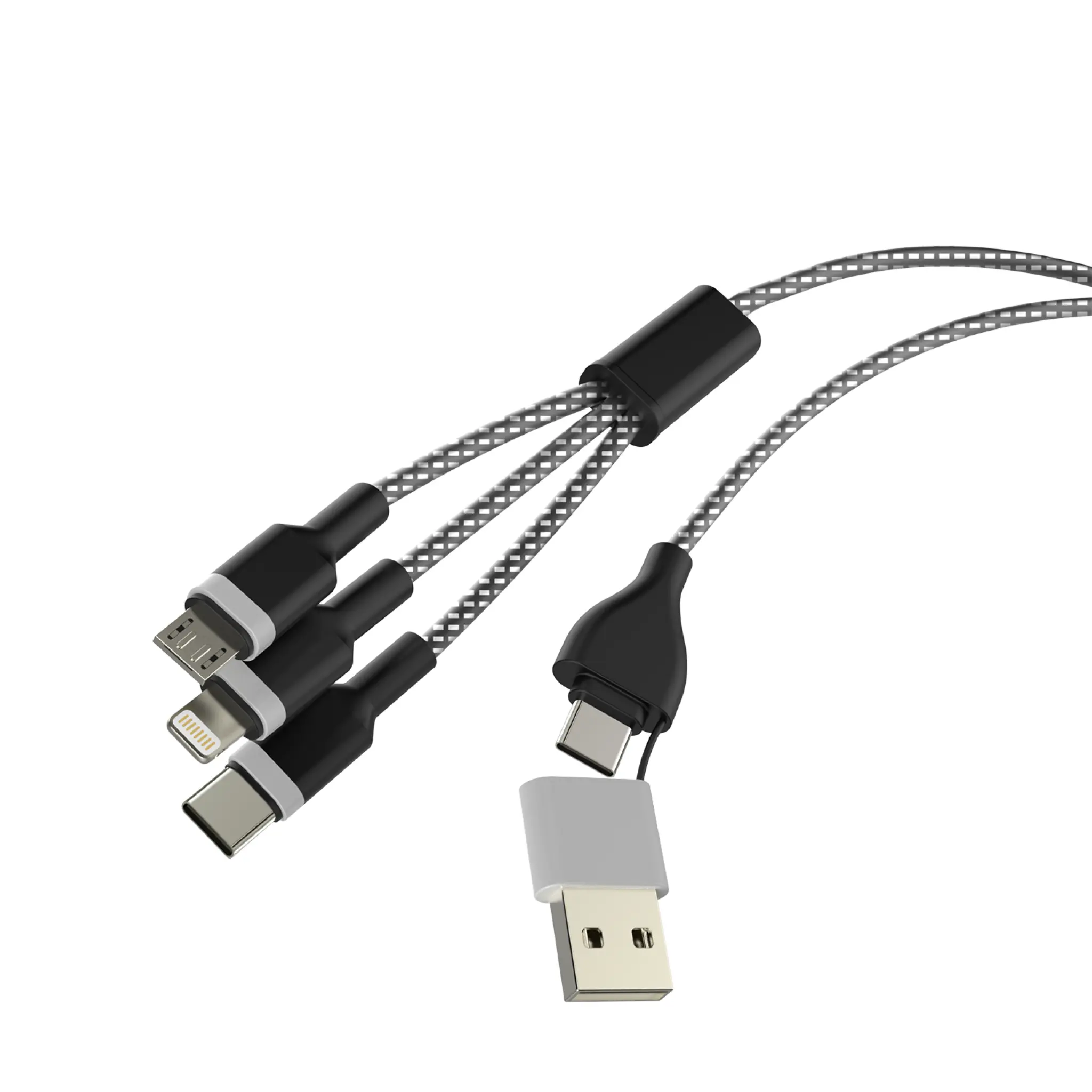 Sinox ULTRA 6-in-1 Cable with Lightning, USB C and Micro USB. 1m. Braided
