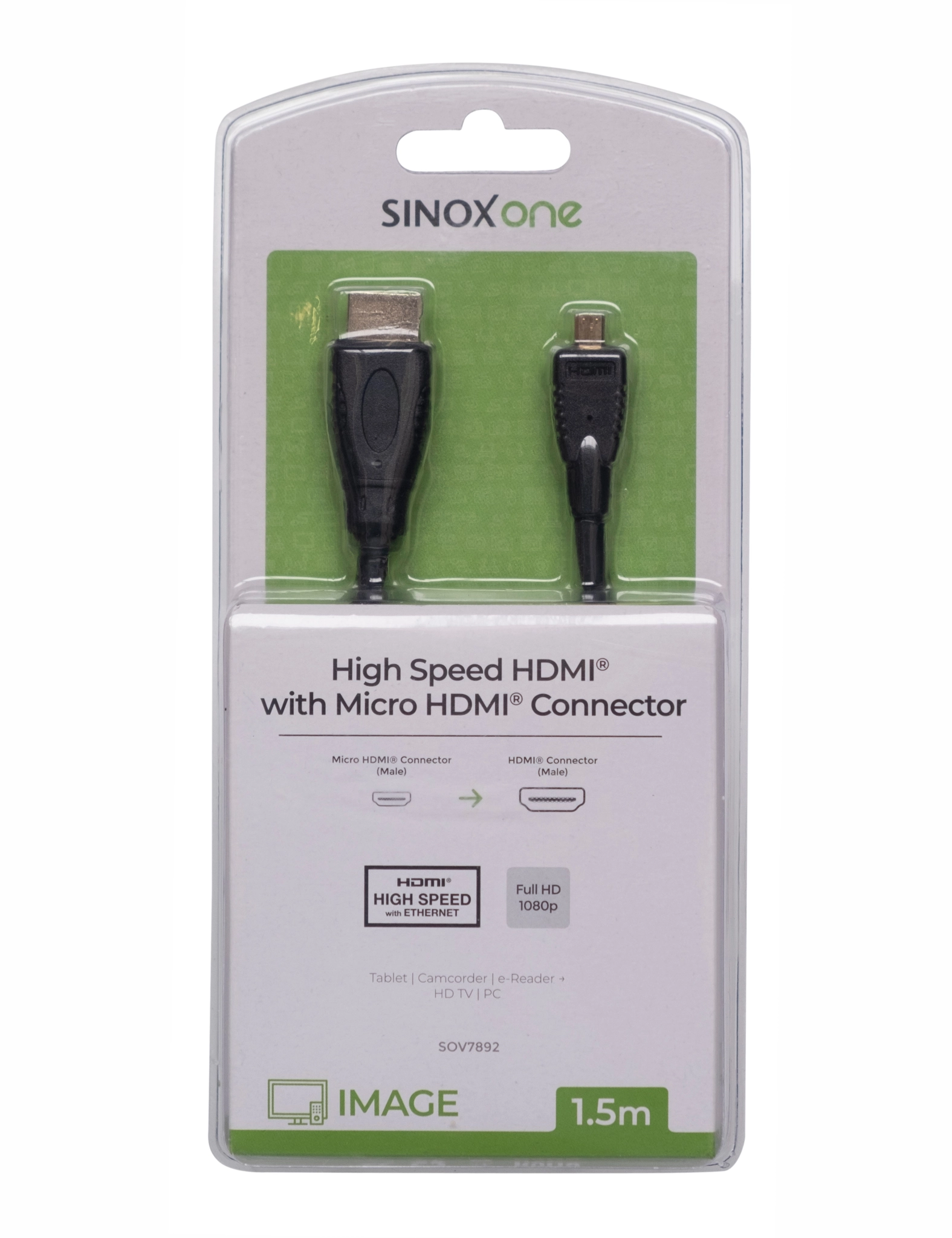 Sinox One 4K30Hz+E Micro HDMI™ Cable. 1.5m. Black