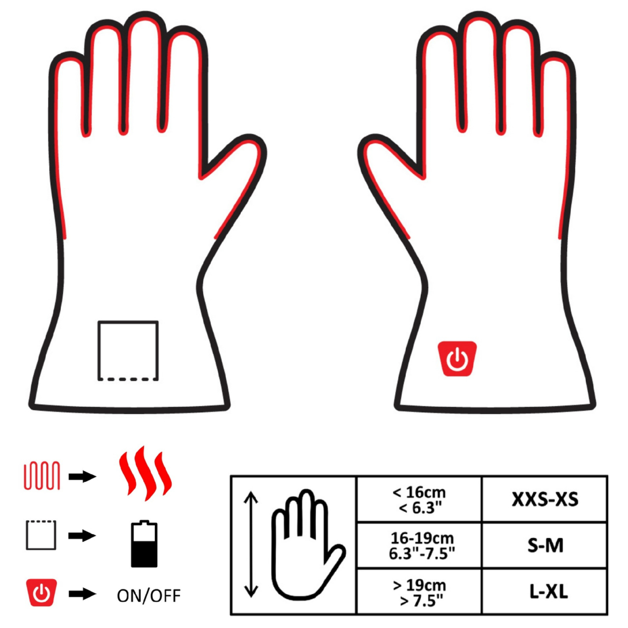 Glovii Heated Universal Gloves XL. Red