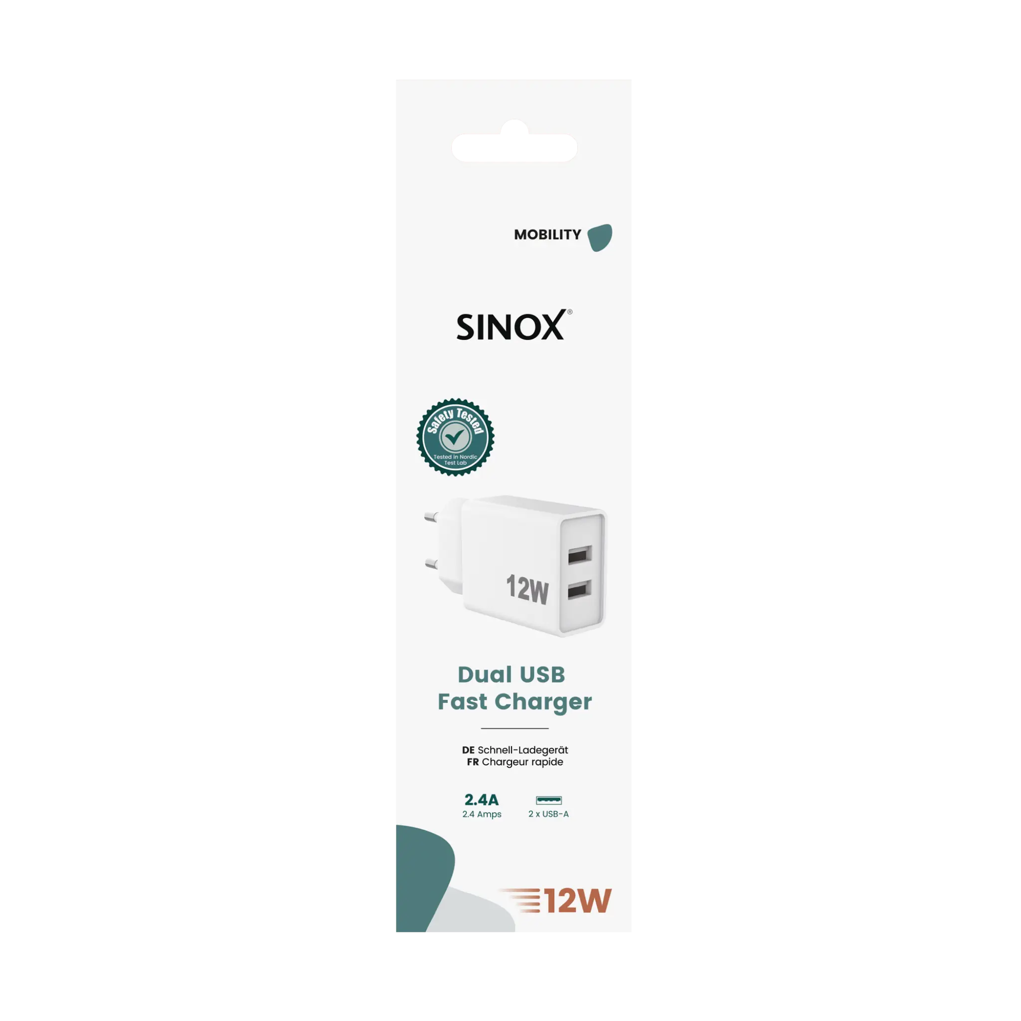 Sinox Wall Charger 2xUSB-A 12W. White