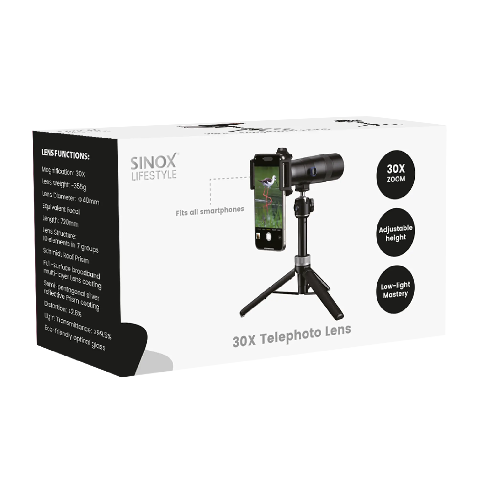 Sinox Lifestyle 30x teleobjektivsæt. Sort