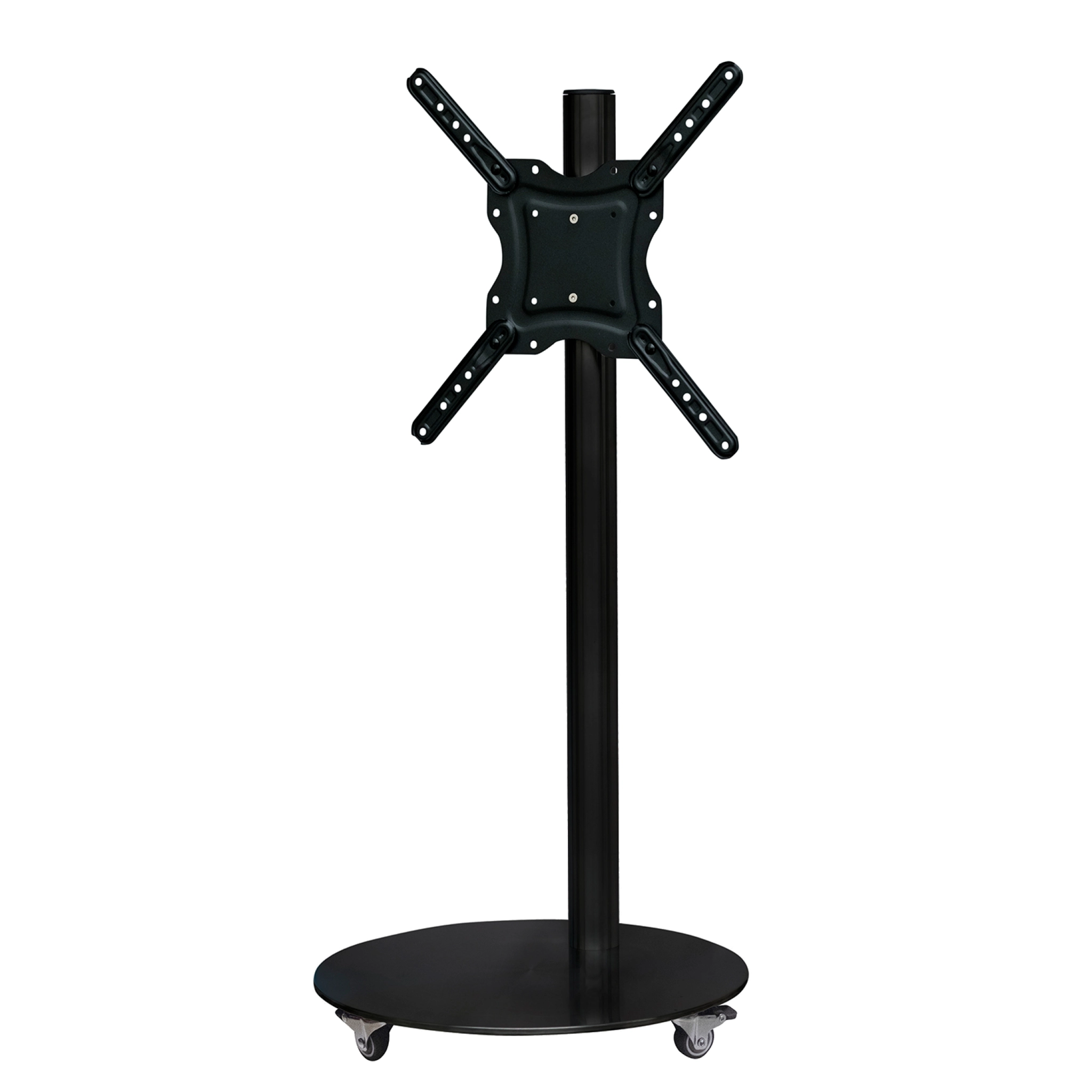 Sinox StandView TV Floor Mount with wheels and rotatable top. 26"-65". Matte black
