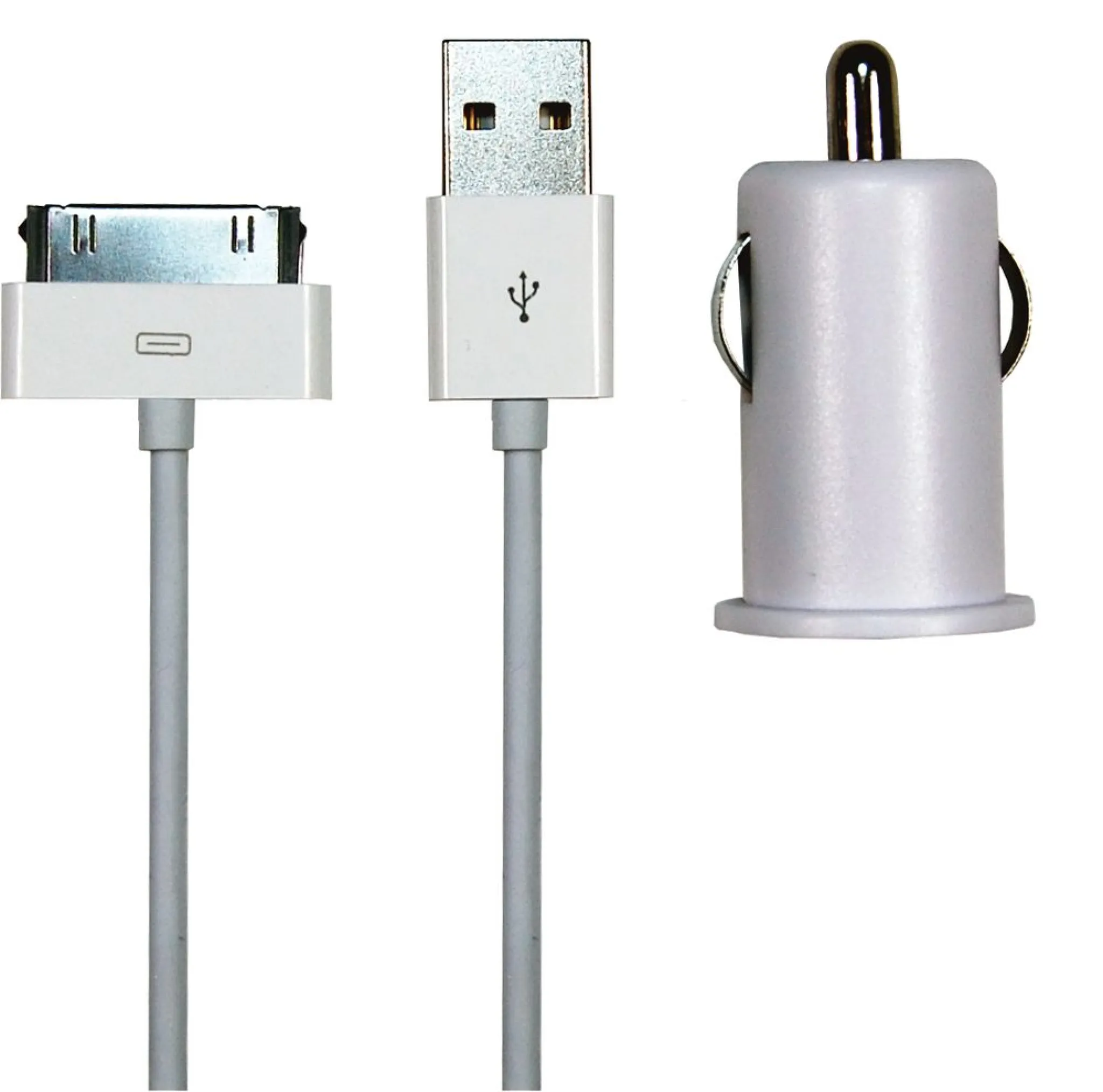 Sinox 12V Car Charger w/30-pin 1.0A. 1m. White