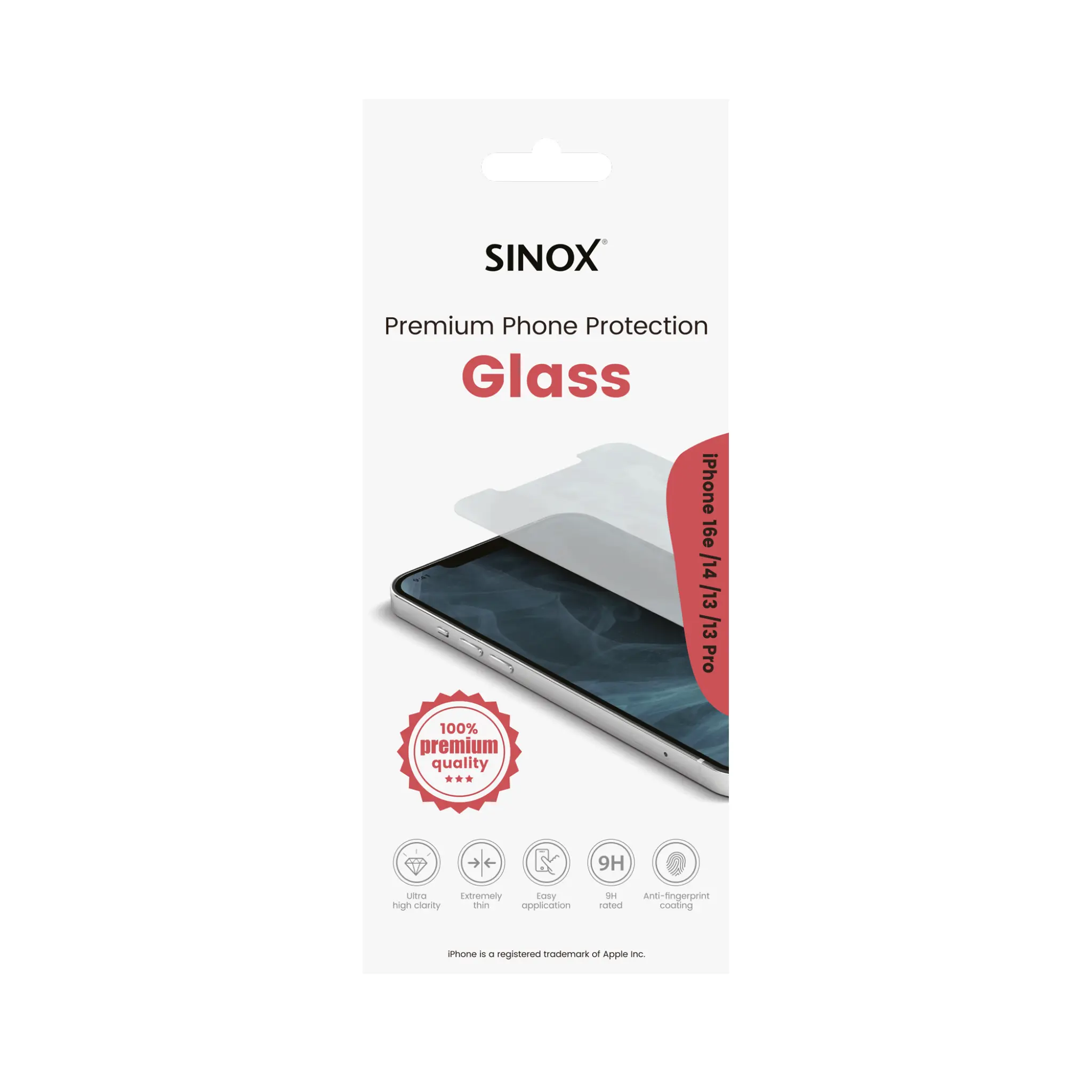 Sinox Protection Glass iPhone 16e/14/13/13 Pro
