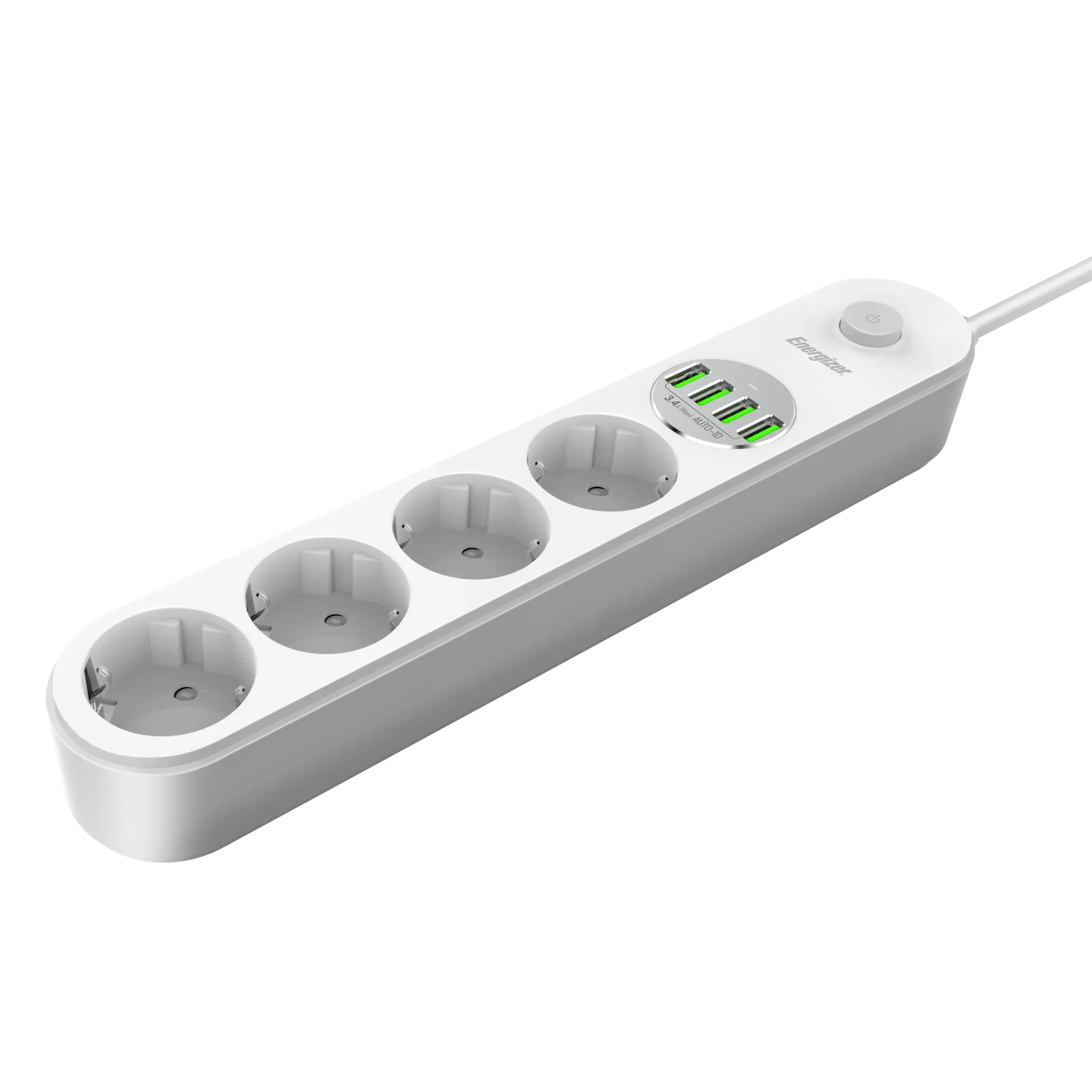 Energizer Power Strip with Surge Protection. White