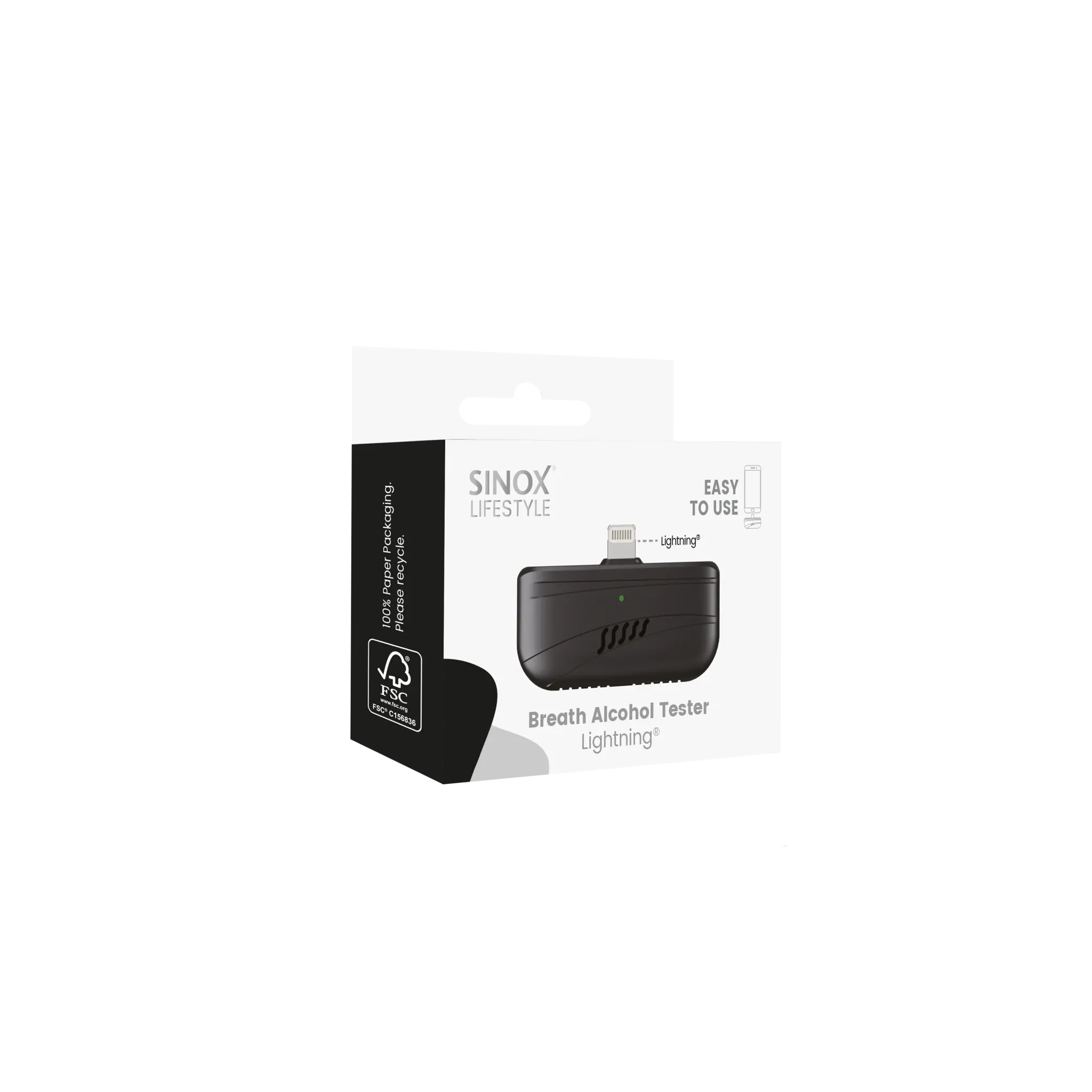 Sinox Mini Alkoholtester Lightning. Sort