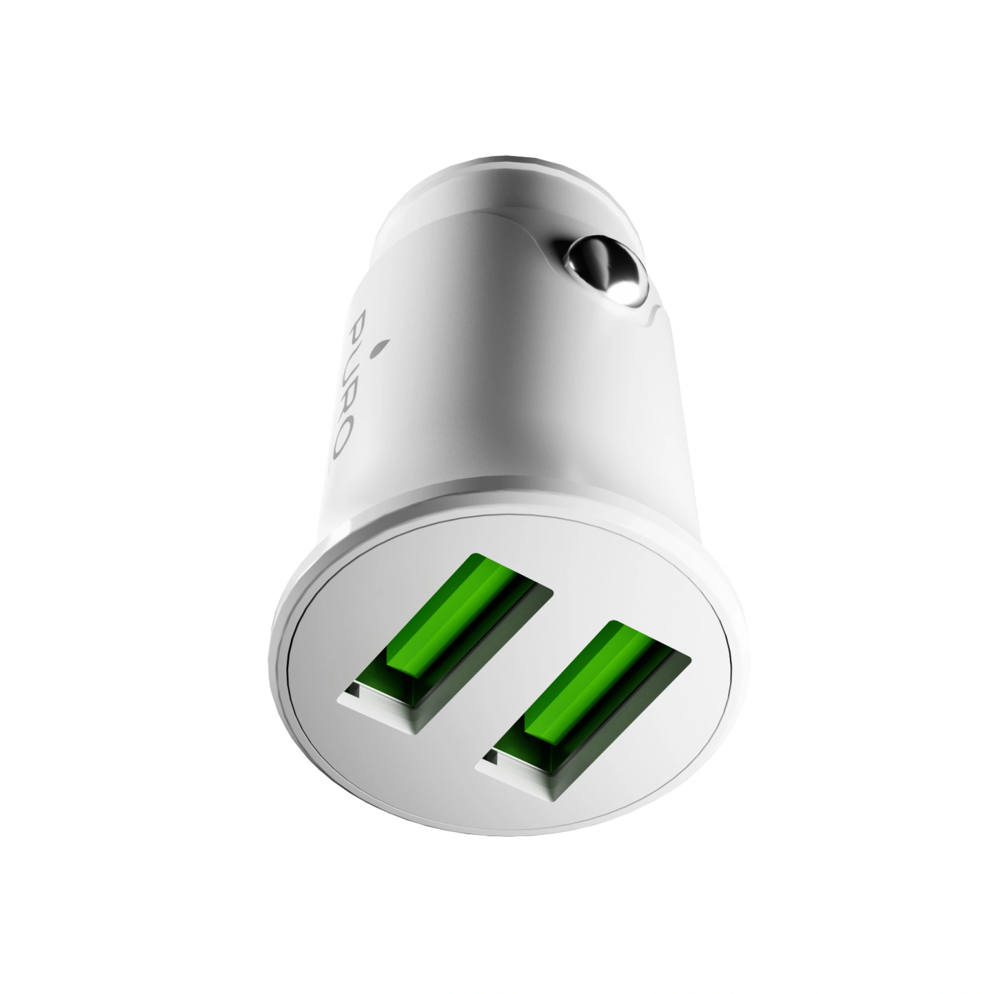 PURO Pro Lite car charger with 2 USB-A ports. White