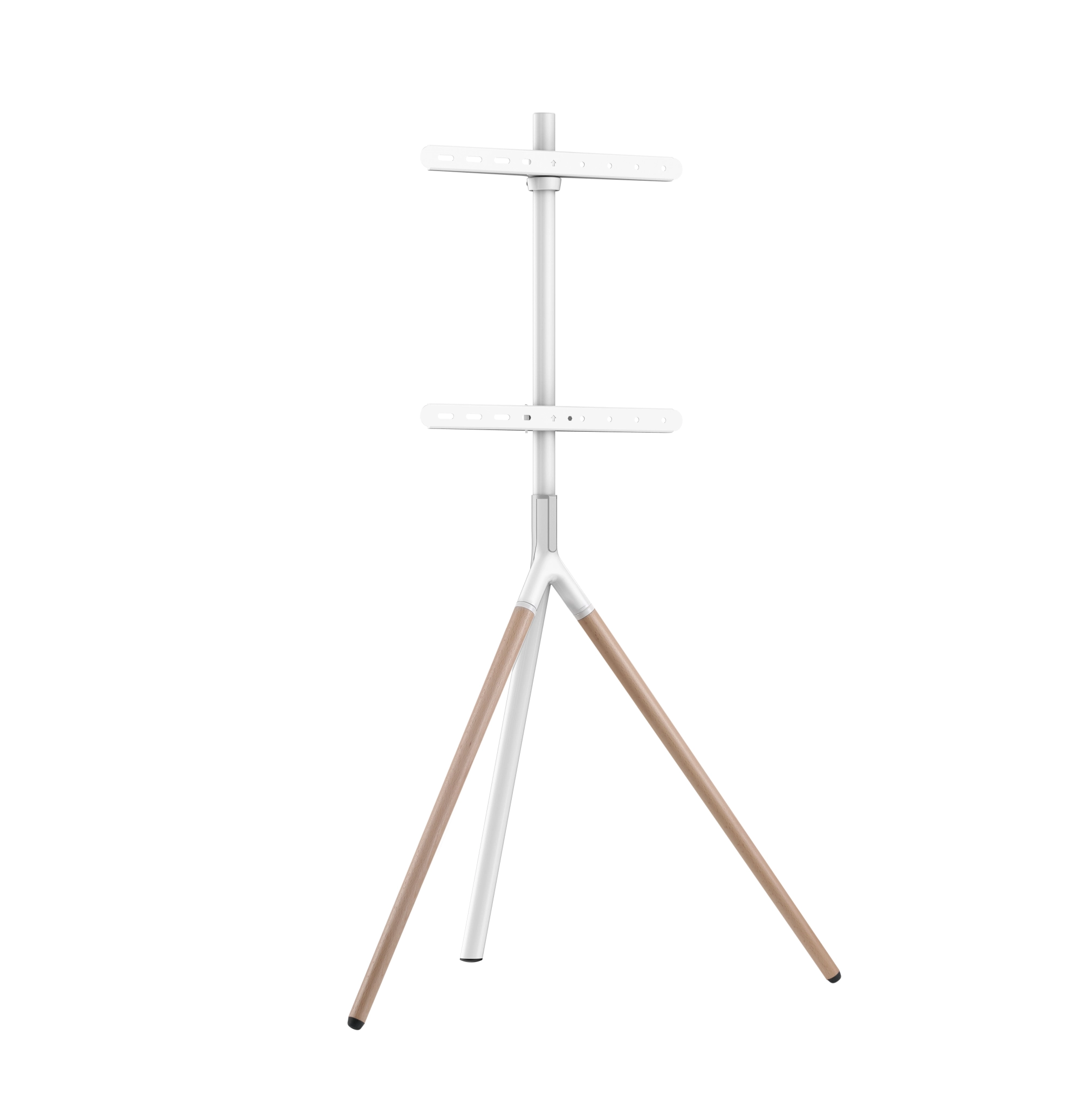 Sinox Tripod TV gulvstand med drejbar top. 45"-65". Lyst træ/hvid