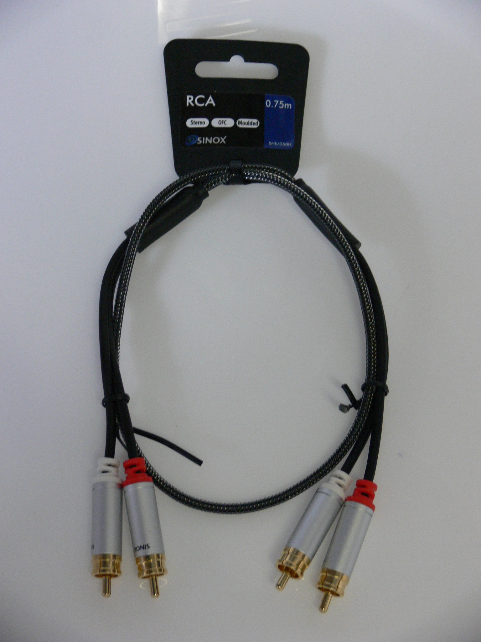 Sinox Phono Cable. 0.75m. Black
