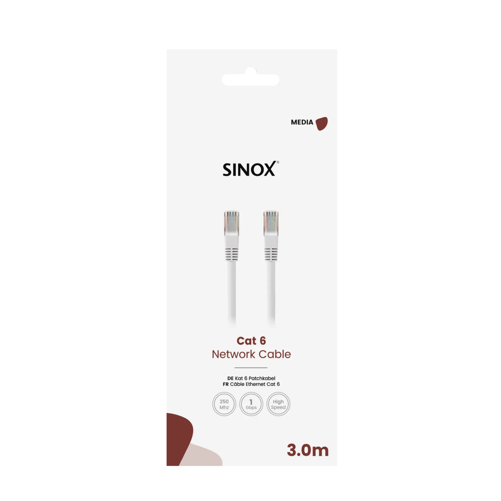 Sinox Cat6e Network Cable. 3m. White