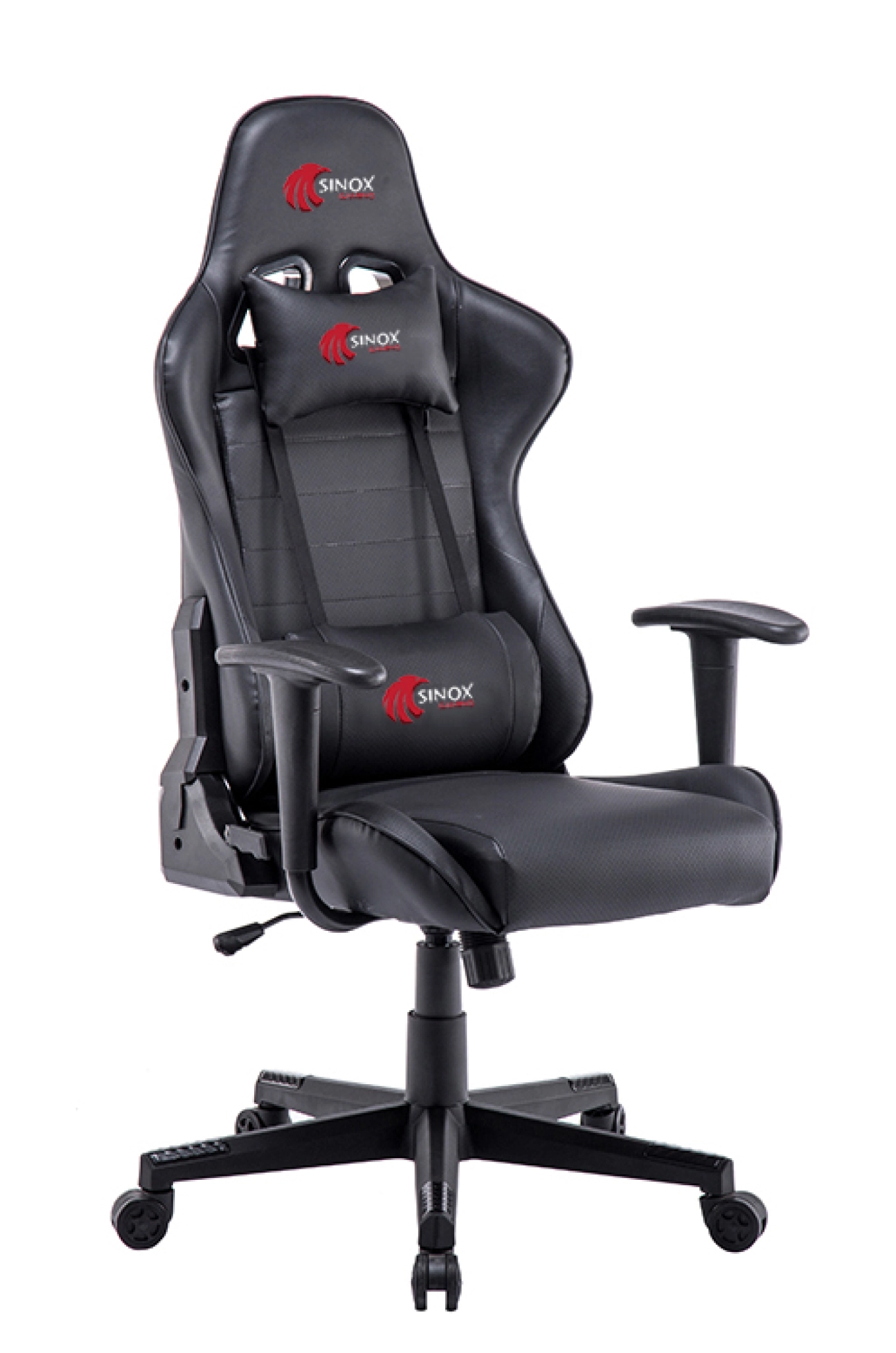 Sinox Gaming Chair in black with red stitching